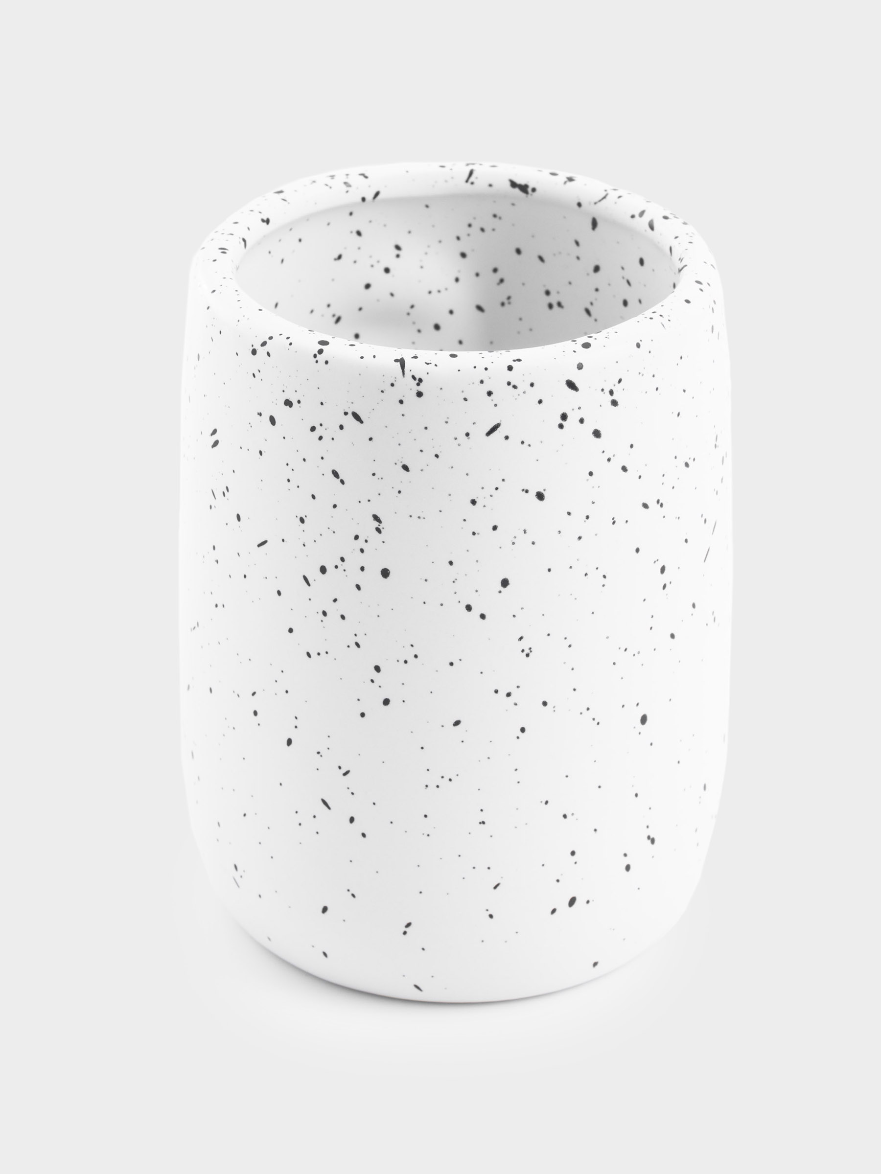 Bathroom tumbler, 11 cm, Ceramic, White, Speckled, Face, Face speckled