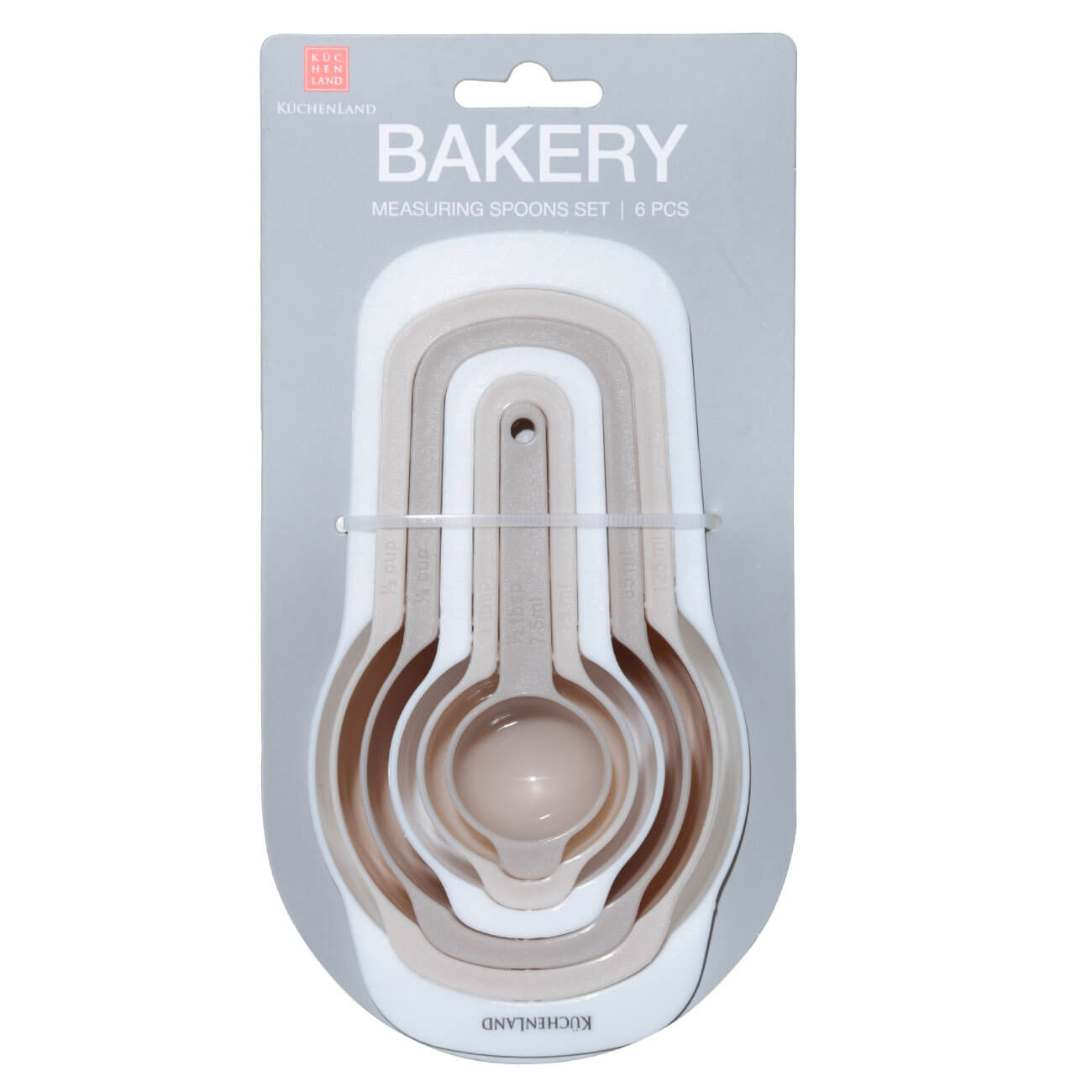 Measuring spoon set, 6 pcs, plastic, beige-cream, Bakery, image-0