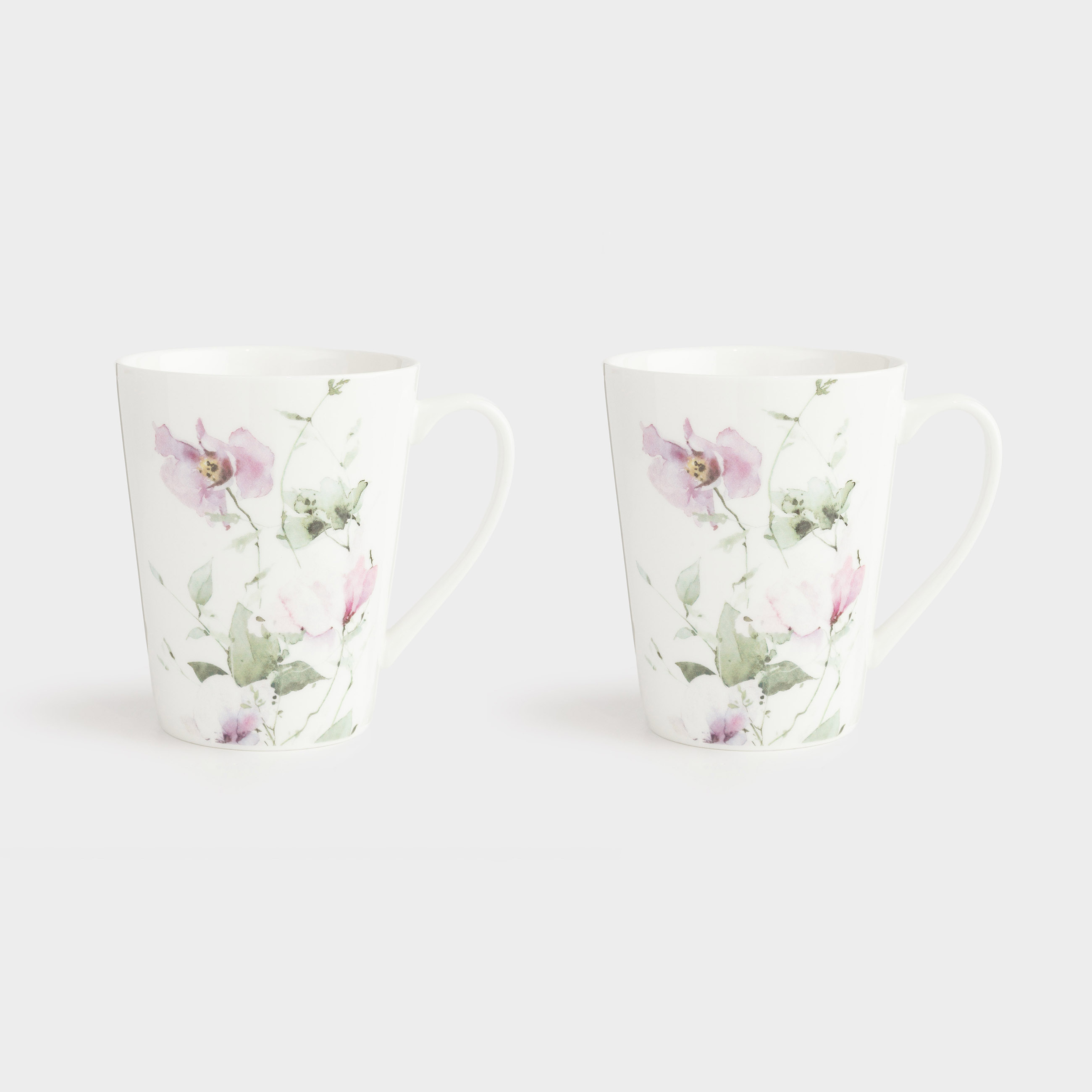 Mug, 420 ml, 2 pcs, porcelain N, white, Lilac flowers, Floret