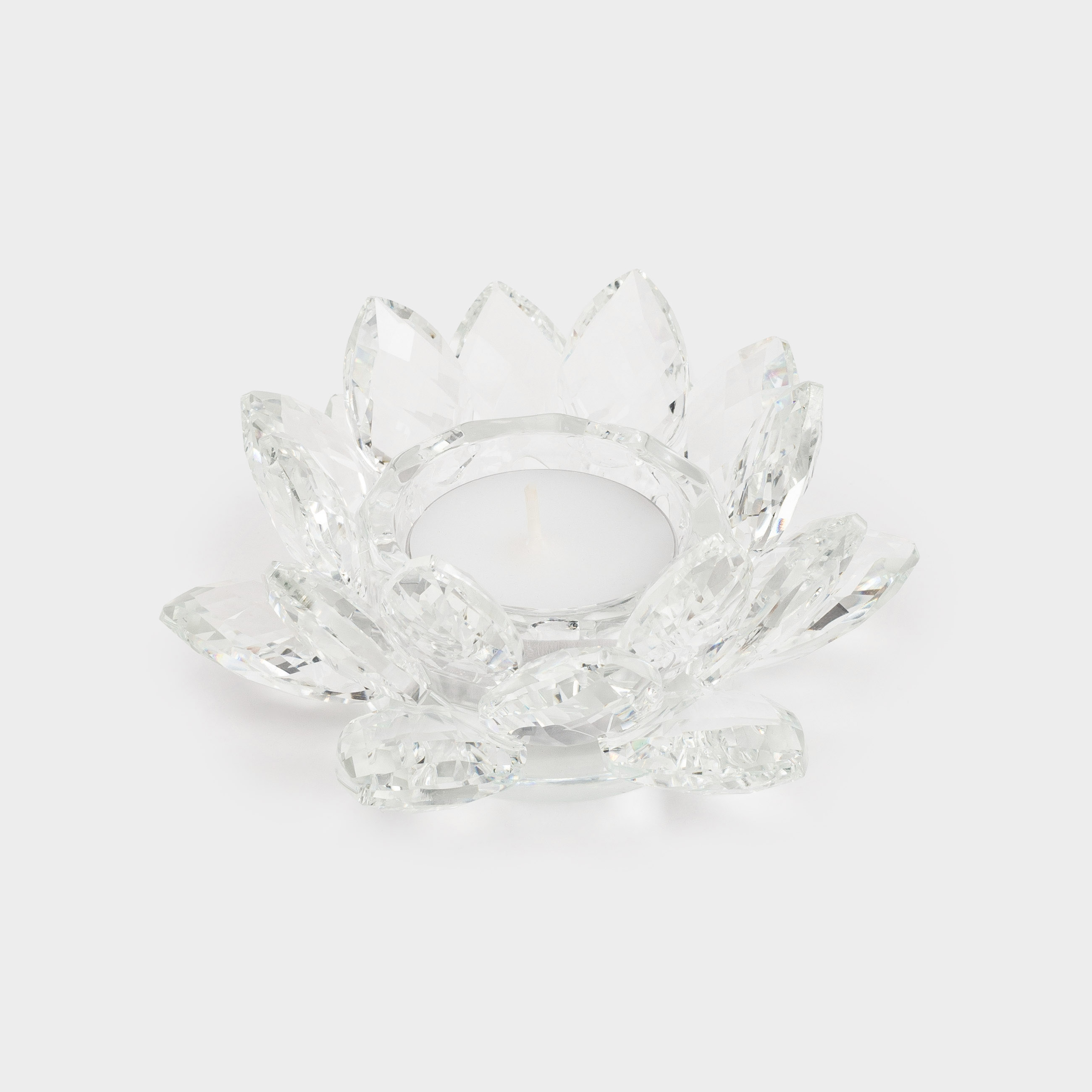 Candlestick, 11 cm, for a tea candle, glass, Flower, Crystal flower