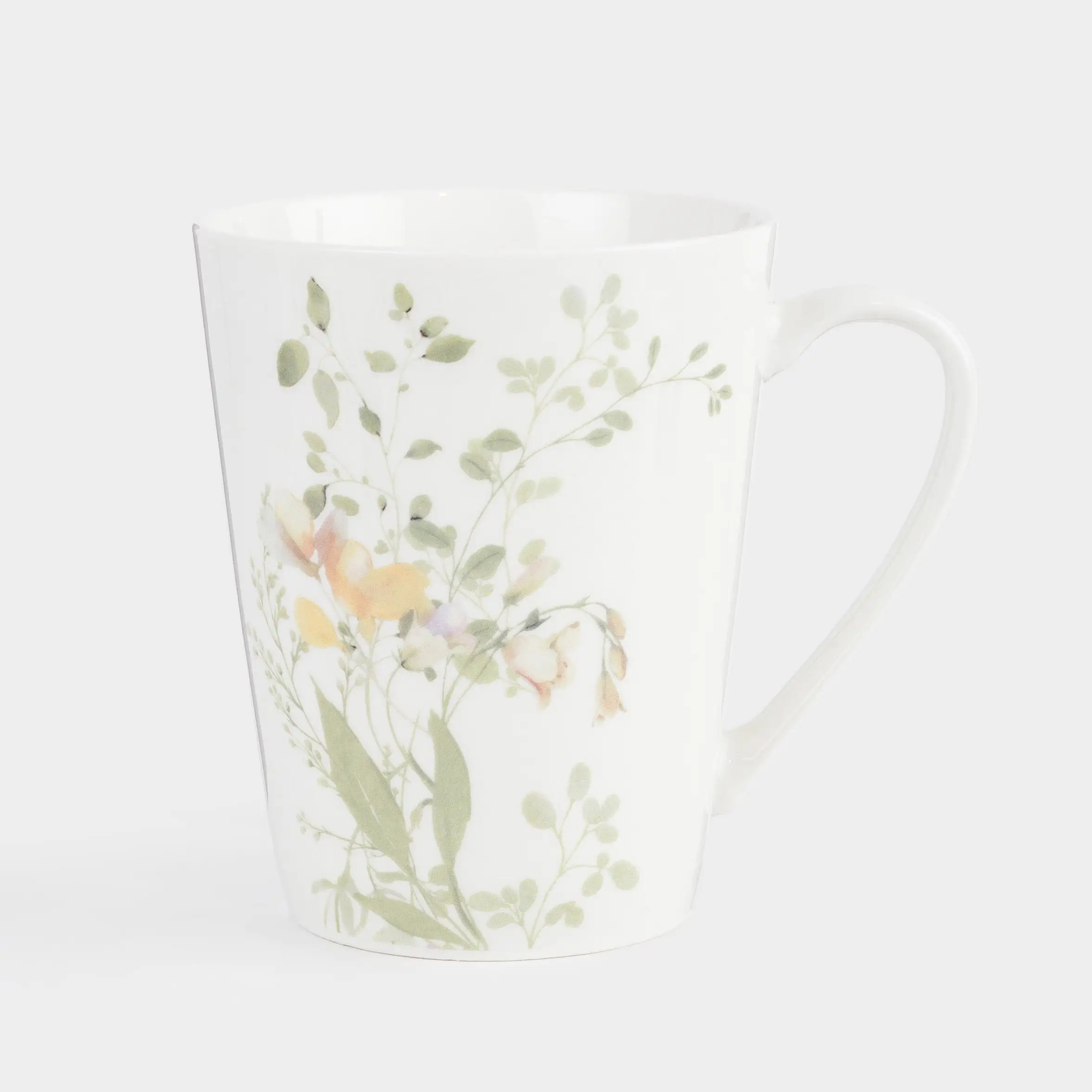 Mug, 420 ml, porcelain N, white, Flowers and leaves, Floreale