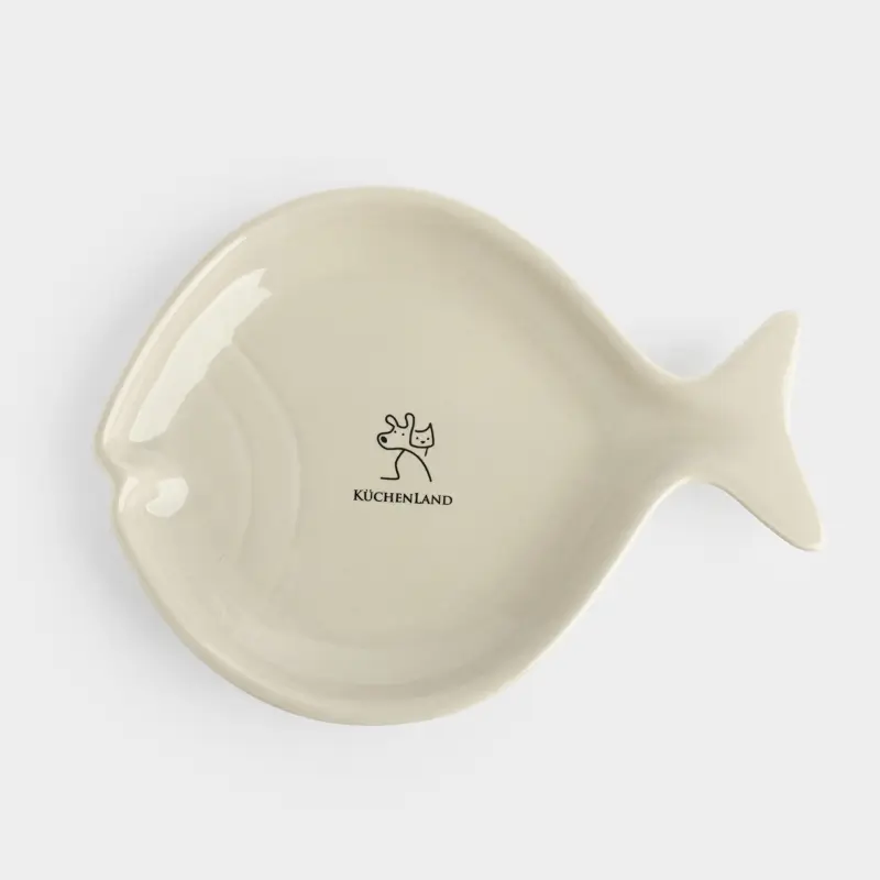 Pet bowl, 18x14 cm, 100 ml, Flat, ceramic, grey, Fish, Whiskers ,image-0