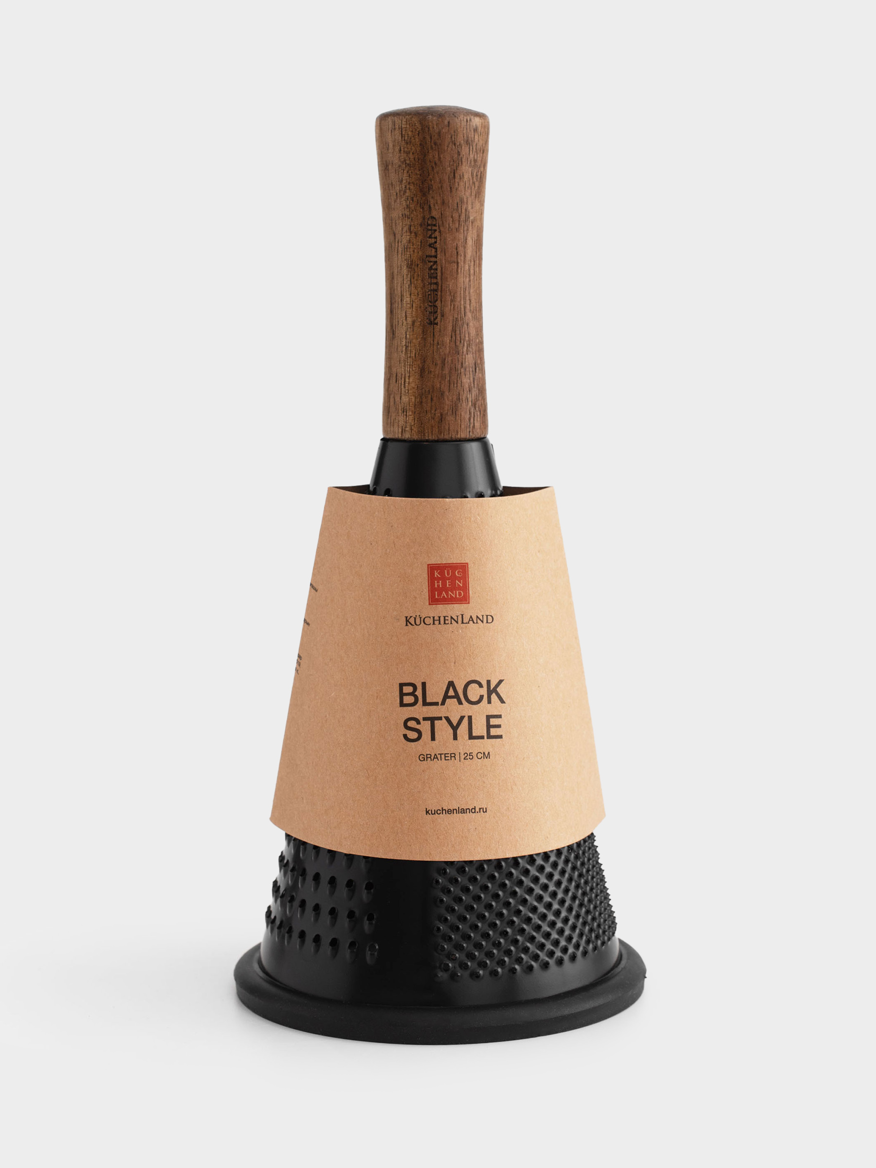 Grater, 25 cm, steel / wood, round, Black, Black style, image-5