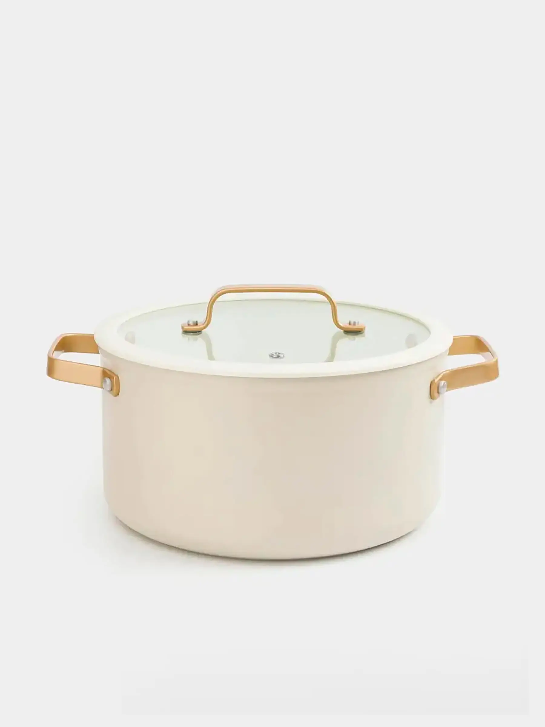 Pot, 24 cm, 5.5 l, with lid, coated, aluminum, milky, Piatto gold