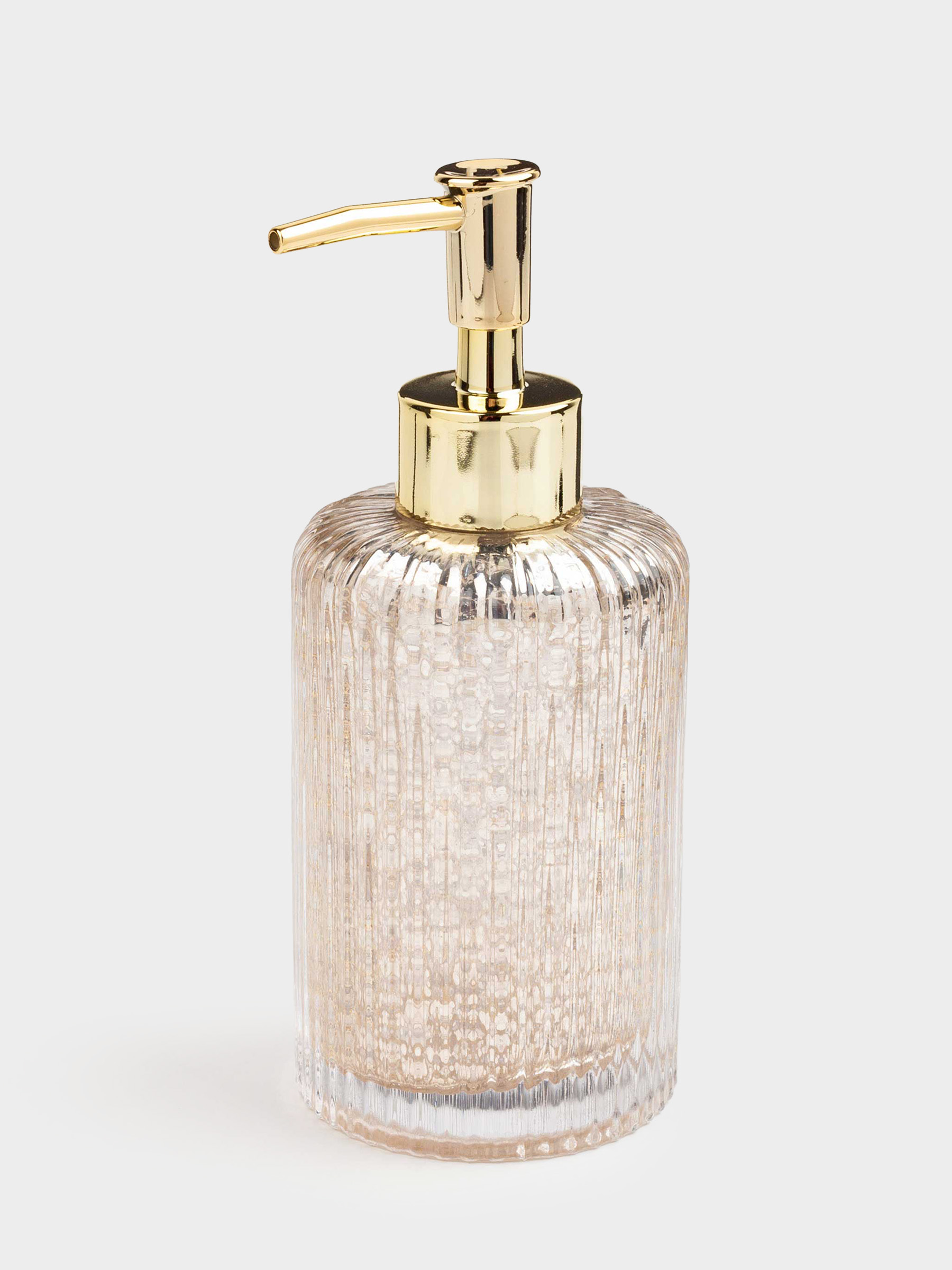 Liquid soap dispenser, 240 ml, glass / plastic, golden, Diana