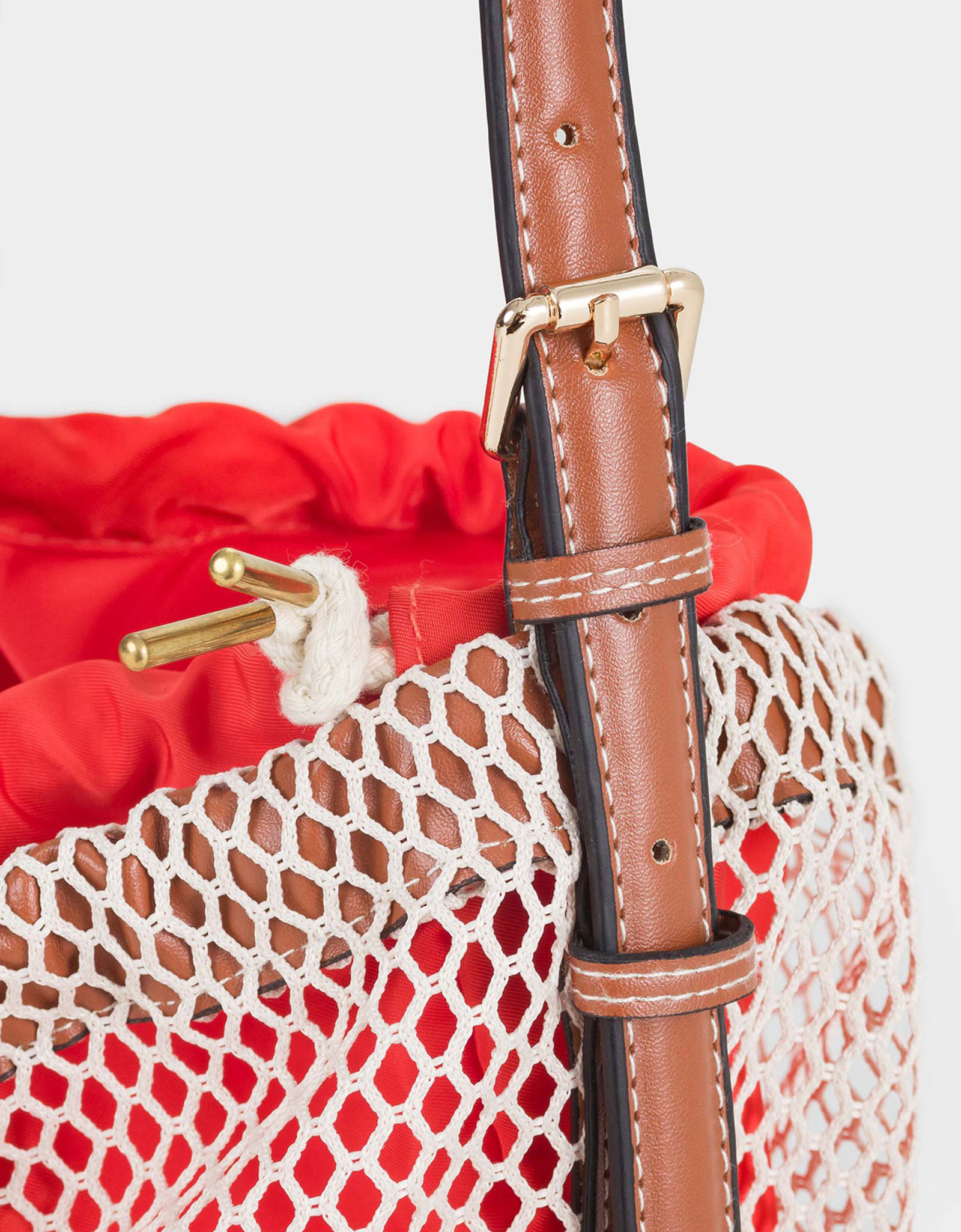 Women's bag, 22x34 cm, with strap, drawstrings, polyamide, orange, Mesh, Stintino, image-4