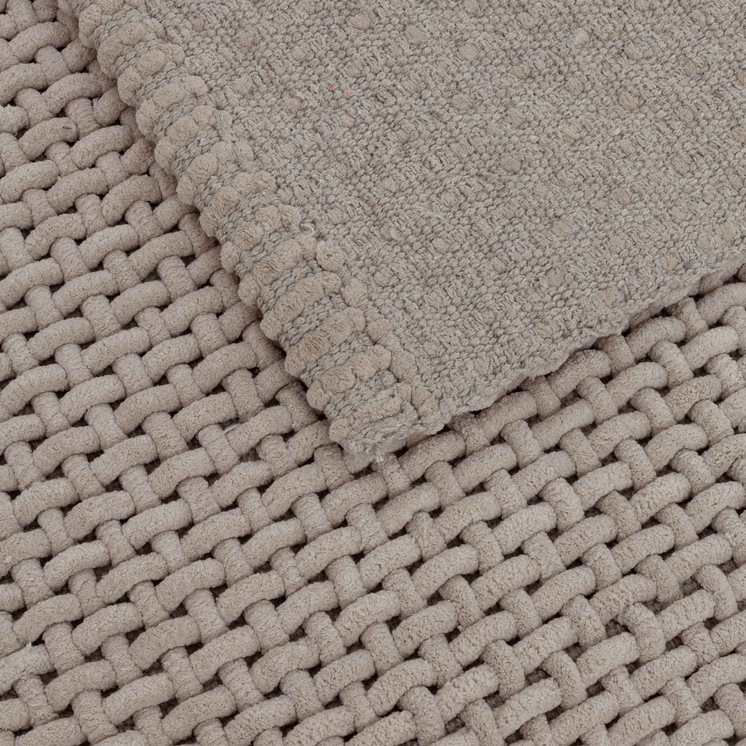 Mat, 60x110 cm, anti-slip, Polyester / cotton, beige, Grid, Cozy, image-3