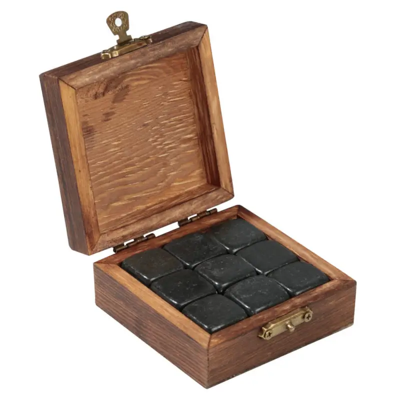 Set of cubes for cooling drinks, 10 pr, in a box, basalt