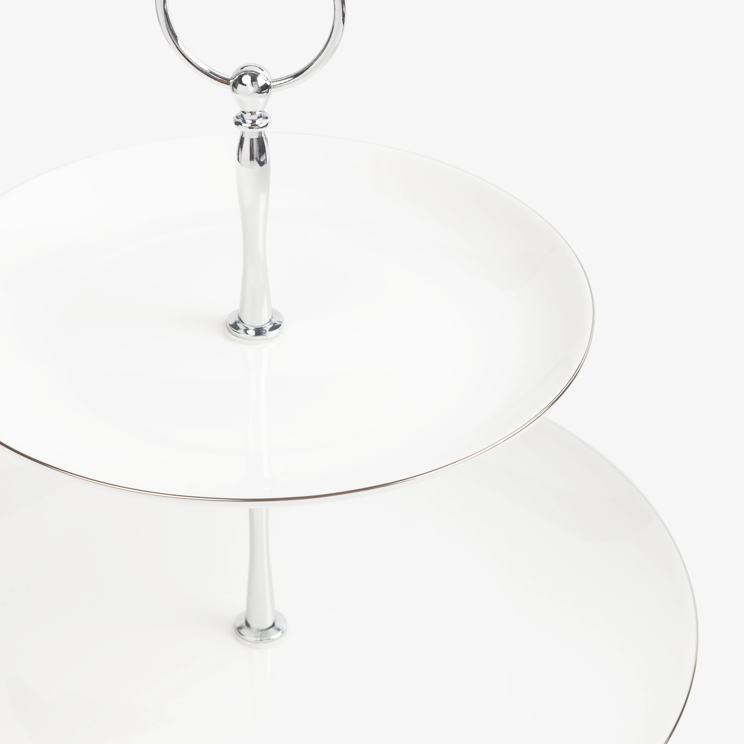 Cake stand, 26x18 / 24 cm, 2 tiers, porcelain F / metal, white, Antarctica