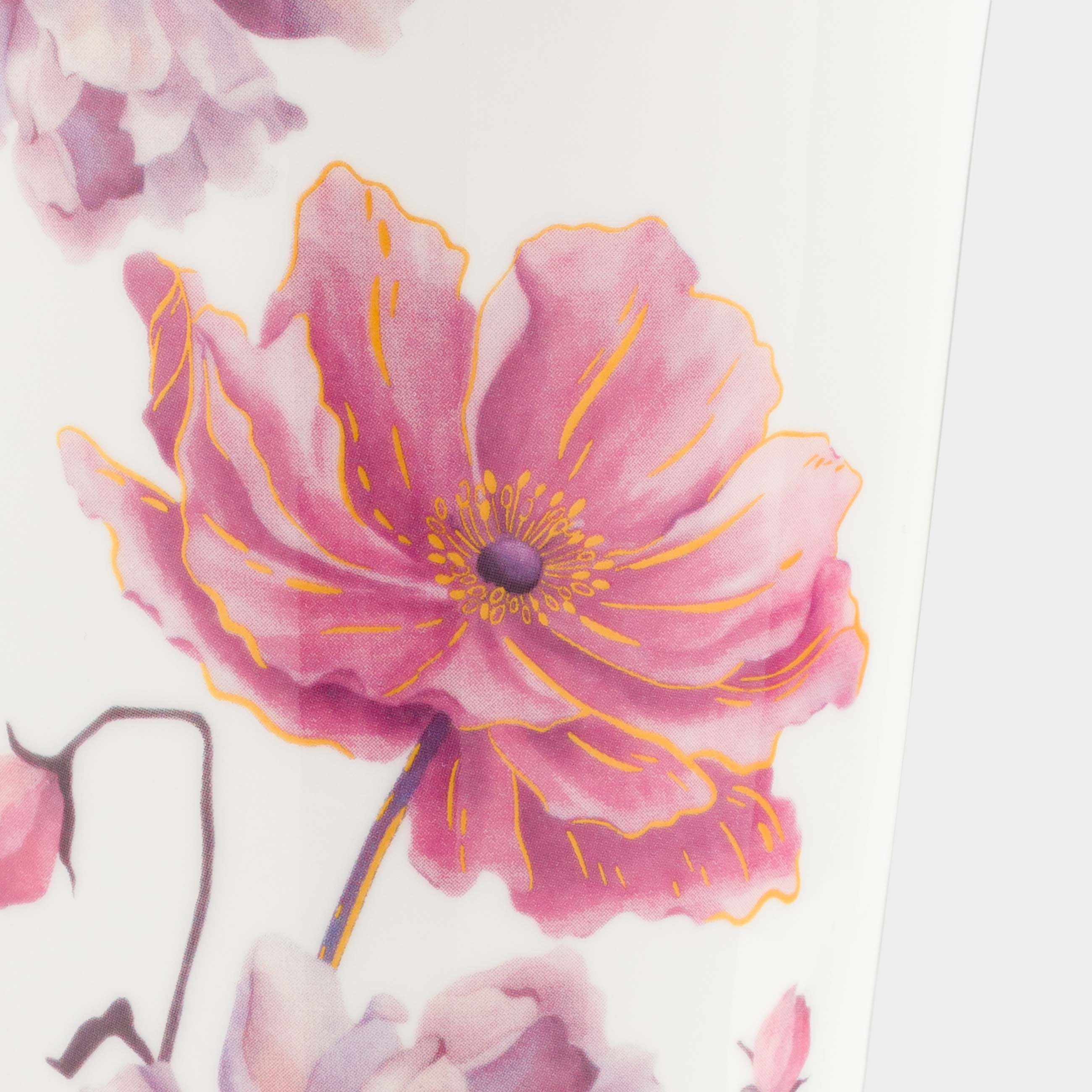 Mug, 450 ml, porcelain F, with golden edging, white, Large flower, Bloome, image-5