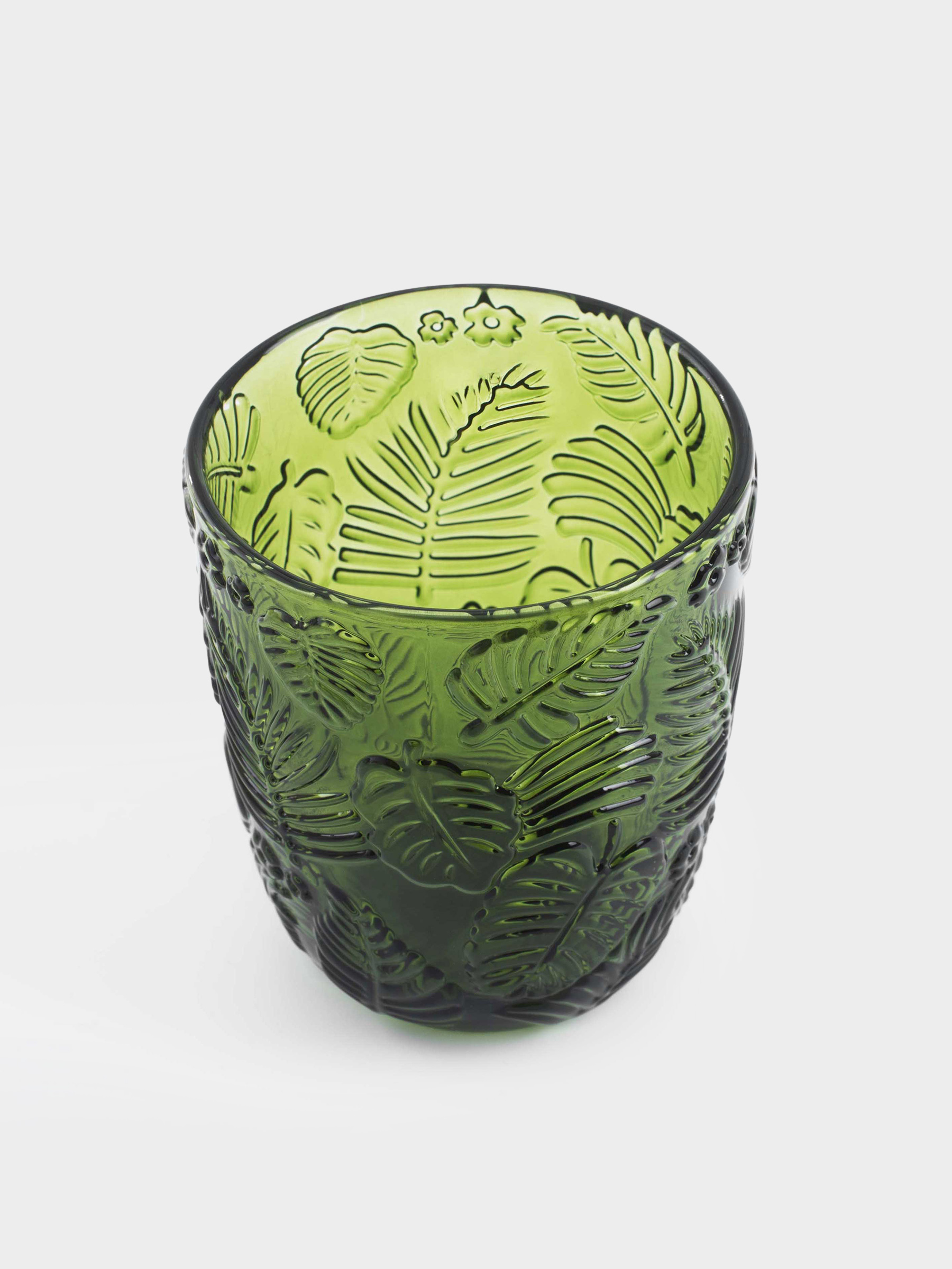 Glass, 10 cm, 300 ml, glass R, green, Monstera, Tropical leaves, image-2