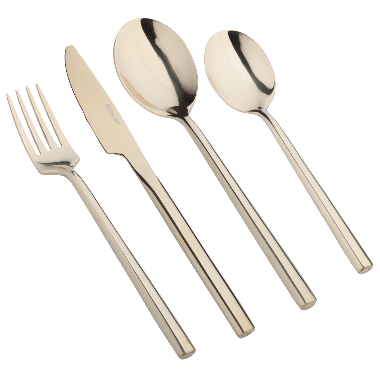 Silverware, 6 pers, 24 pr, steel, gold, Dublin, image-0