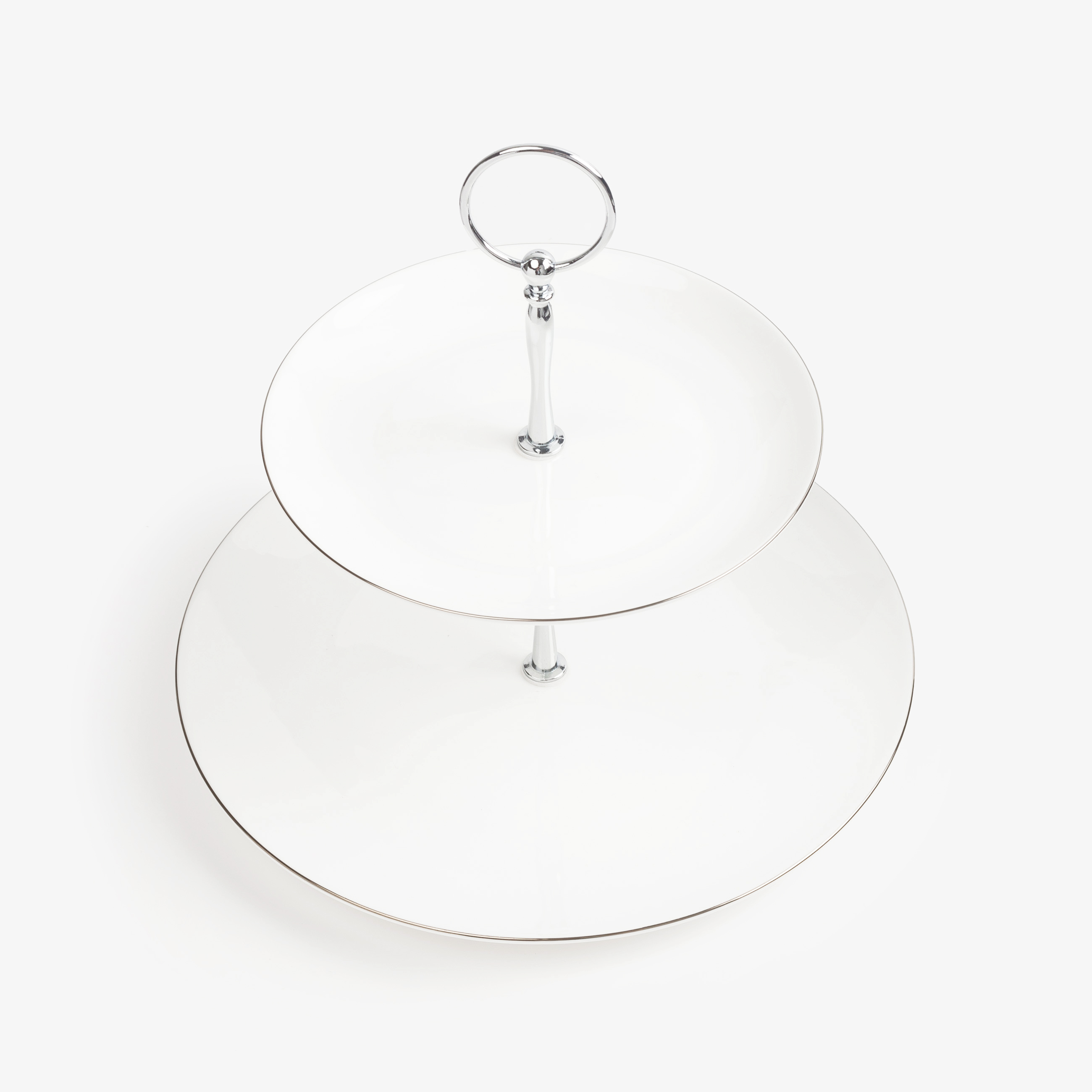 Cake stand, 26x18 / 24 cm, 2 tiers, porcelain F / metal, white, Antarctica
