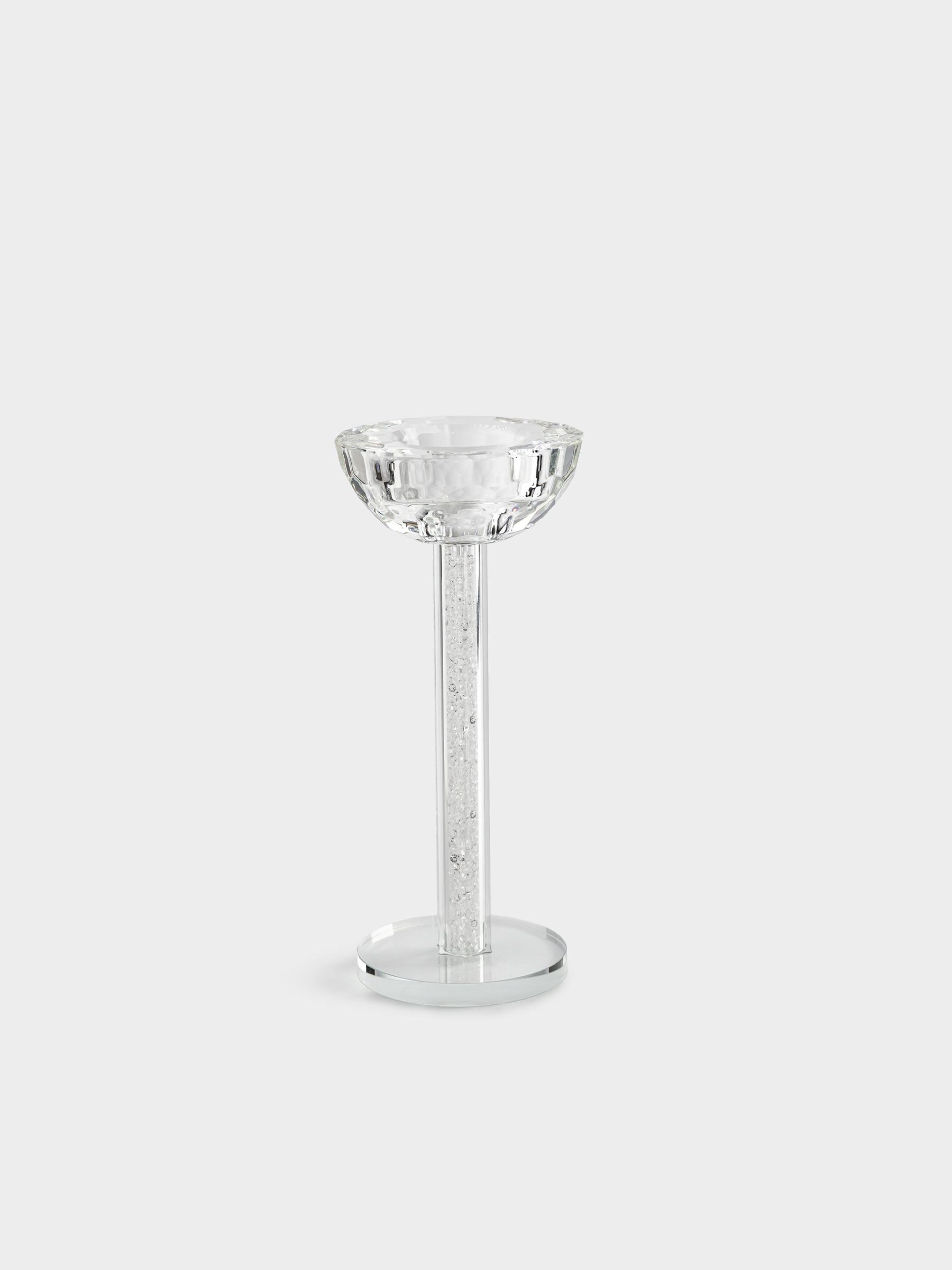 Candle holder, 18 cm, on a leg, glass / rhinestones, Crystal, Crystal, image-0