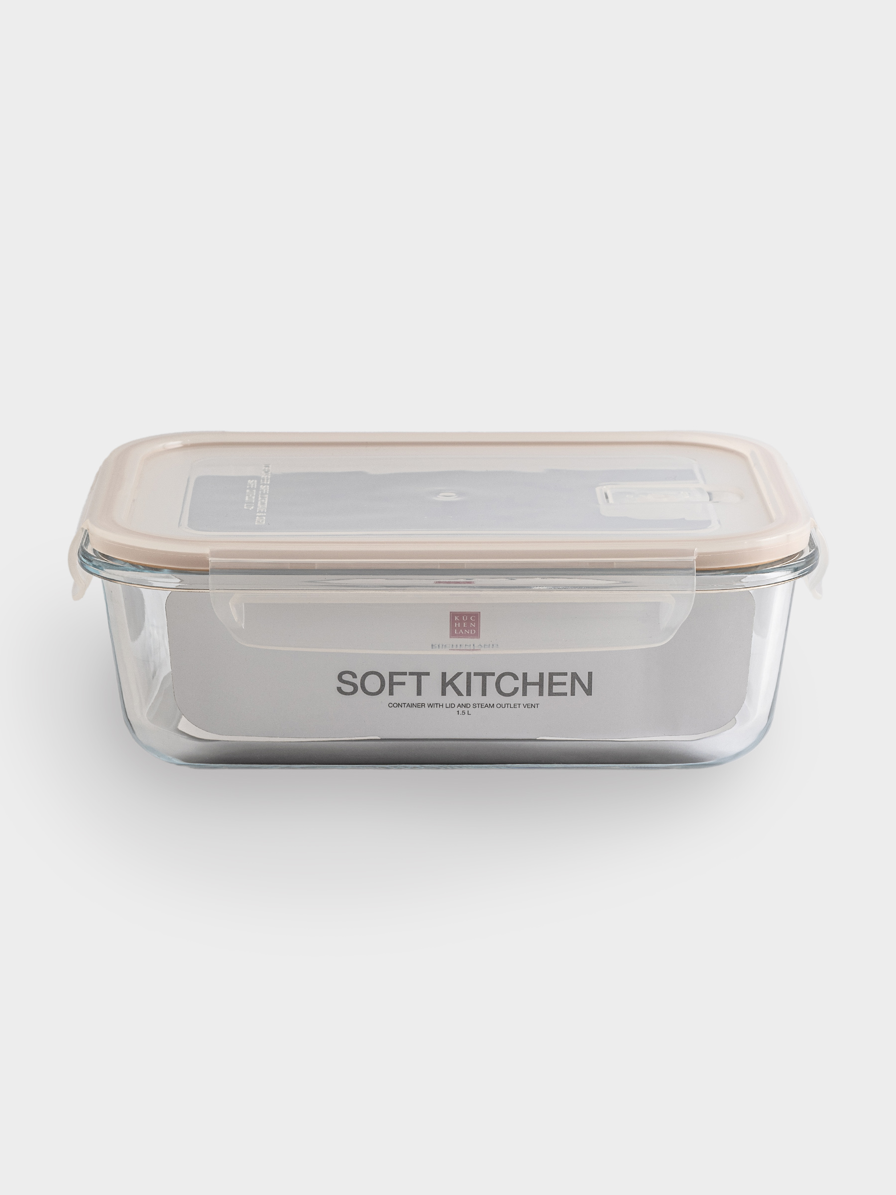 Container, 1.5 l, with clips, with valve, glass T, rectangular, Soft kitchen, image-5