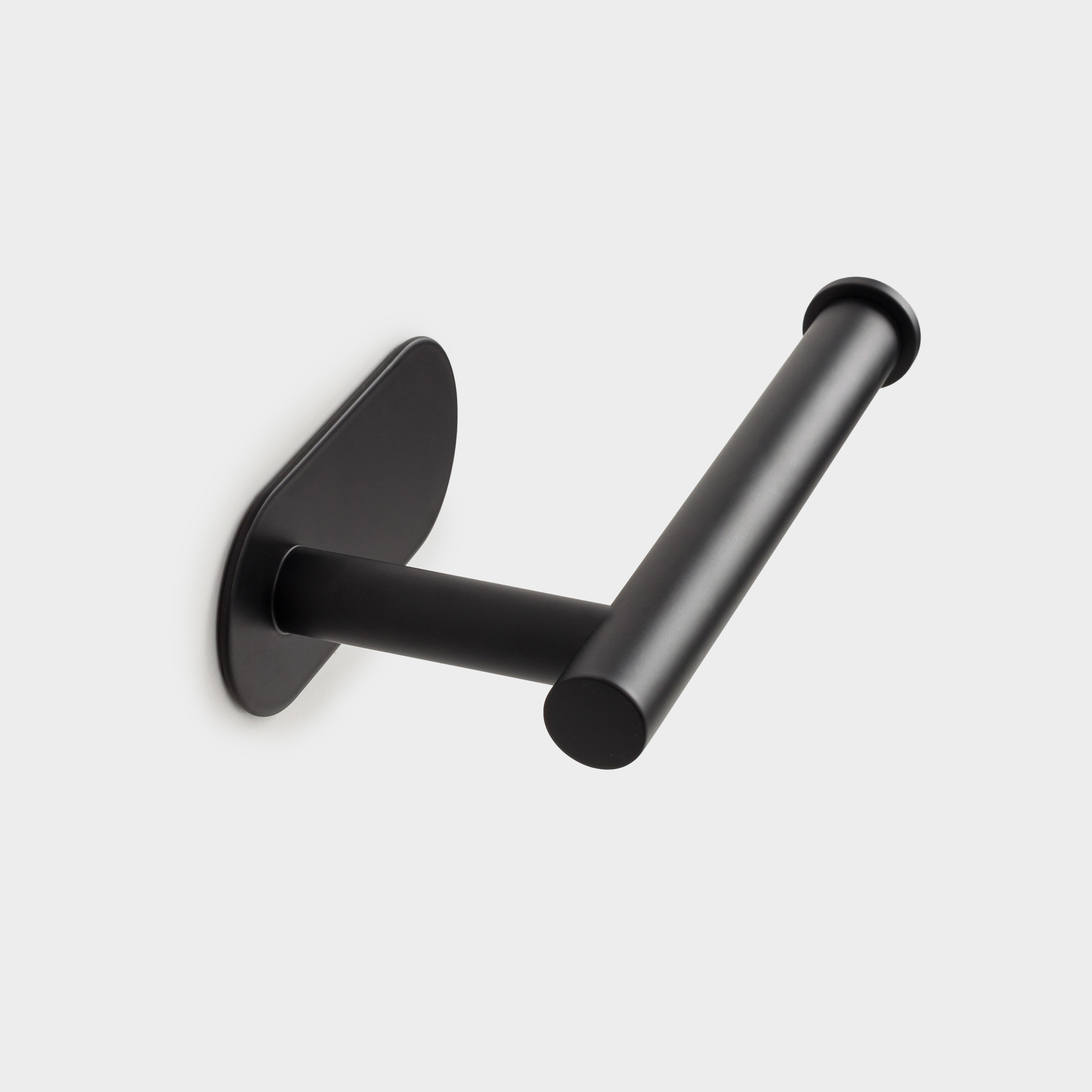 Toilet paper holder, 16 cm, wall-mounted, with Velcro, steel, black, Total black, image-3