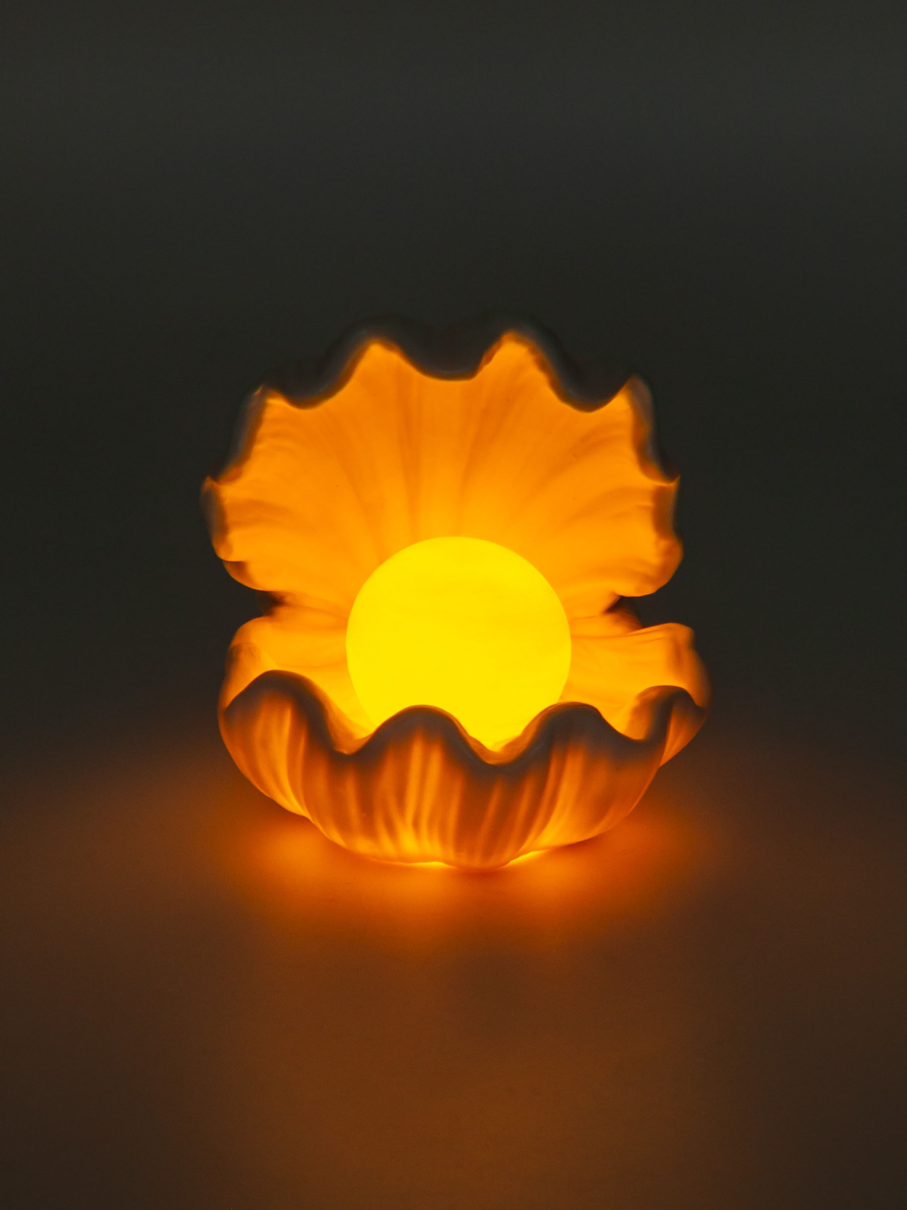 Decorative lamp, 10x11 cm, porcelain P, white, Shell with pearl, Tridacna, image-8