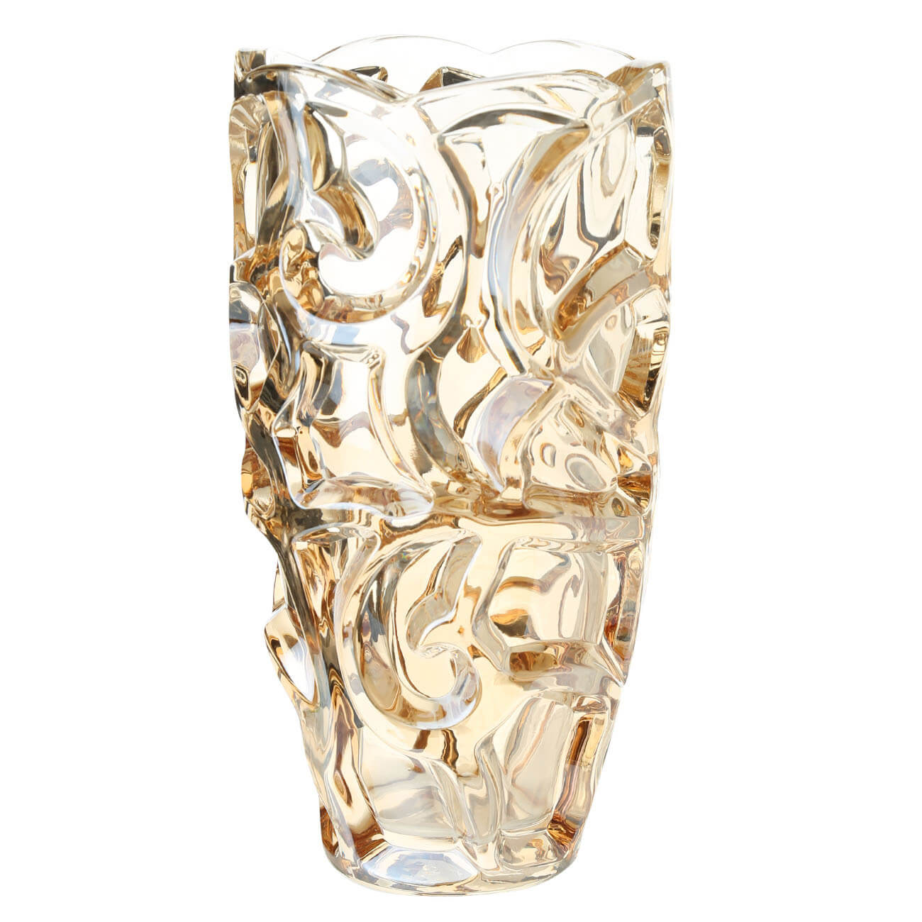 Flower vase, 29 cm, glass R, amber, Patterns, Gala