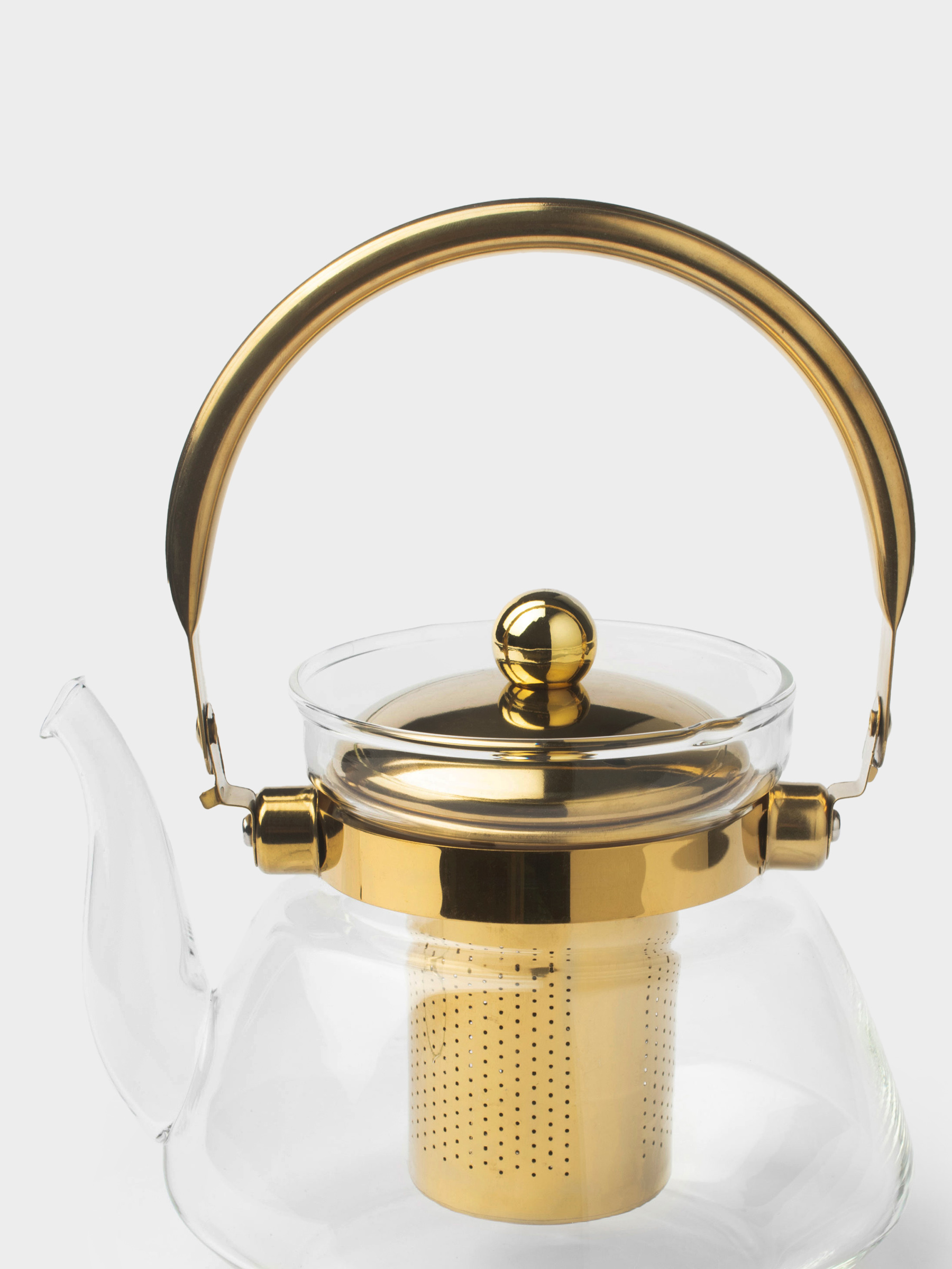 Teapot, 1,3 l, B/steel glass, golden, Classic gold, image-3