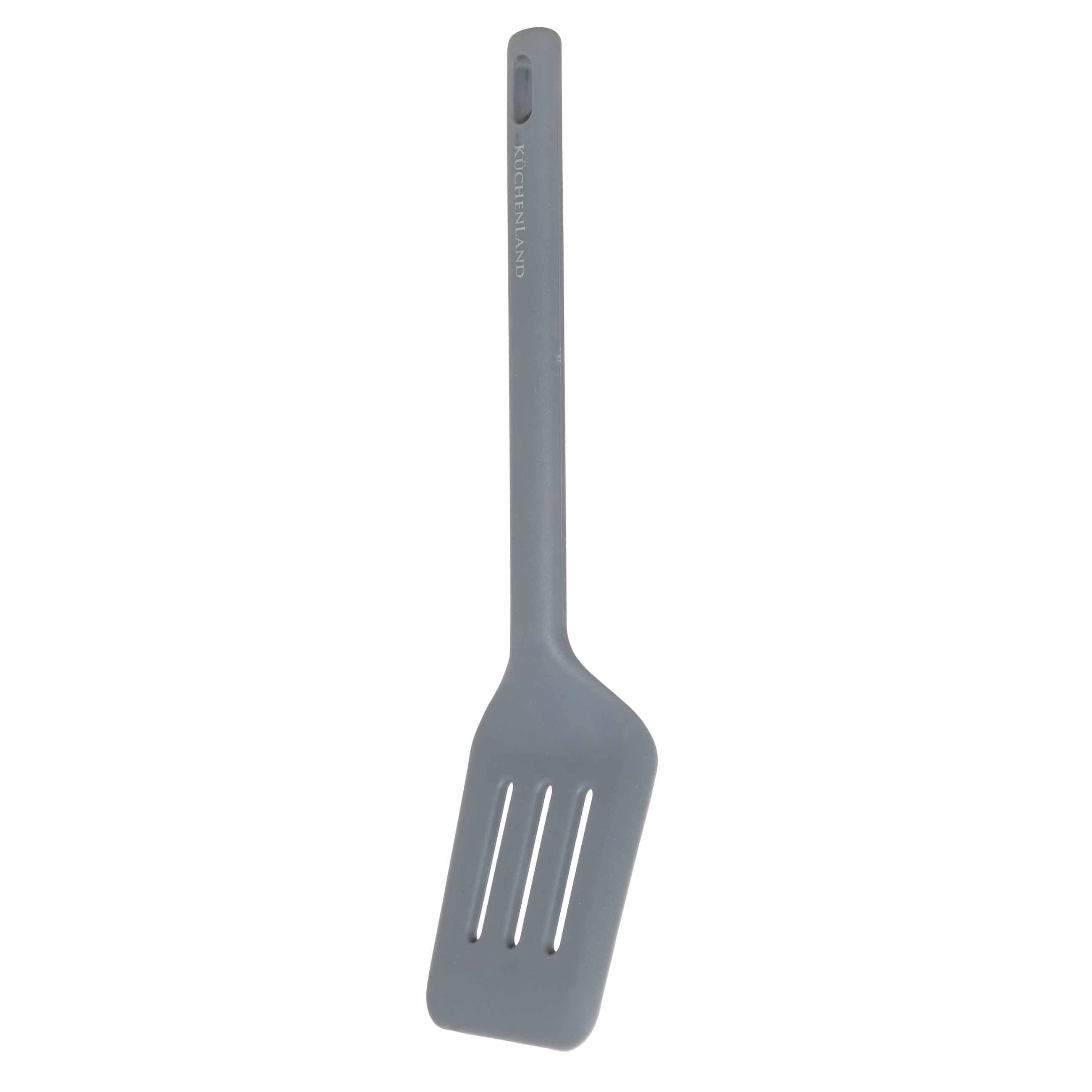 Spatula, 30 cm, slotted, Silicone, Grey, Grey steel