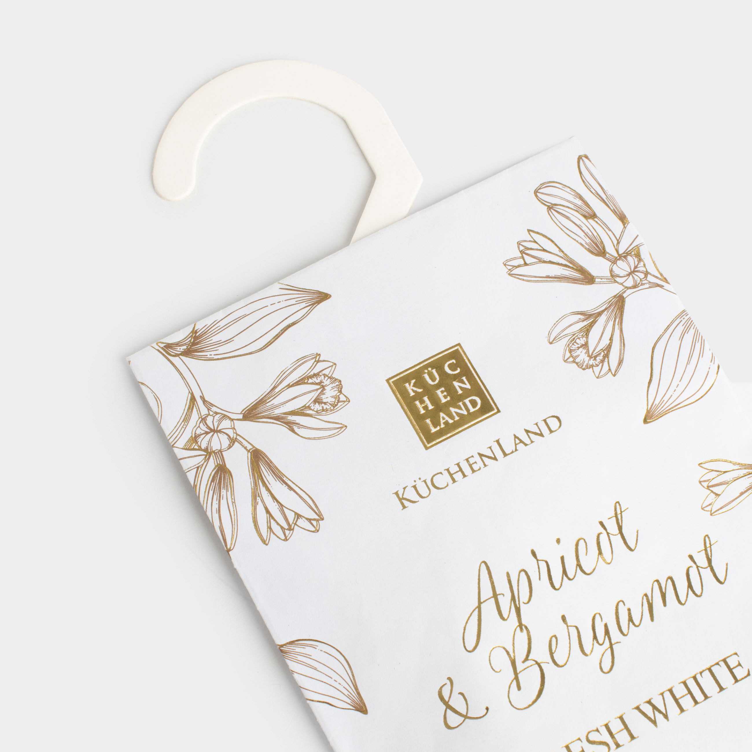 Scented sachet, 10x19 cm, hanging, Apricot & Bergamot, Fresh white, image-3