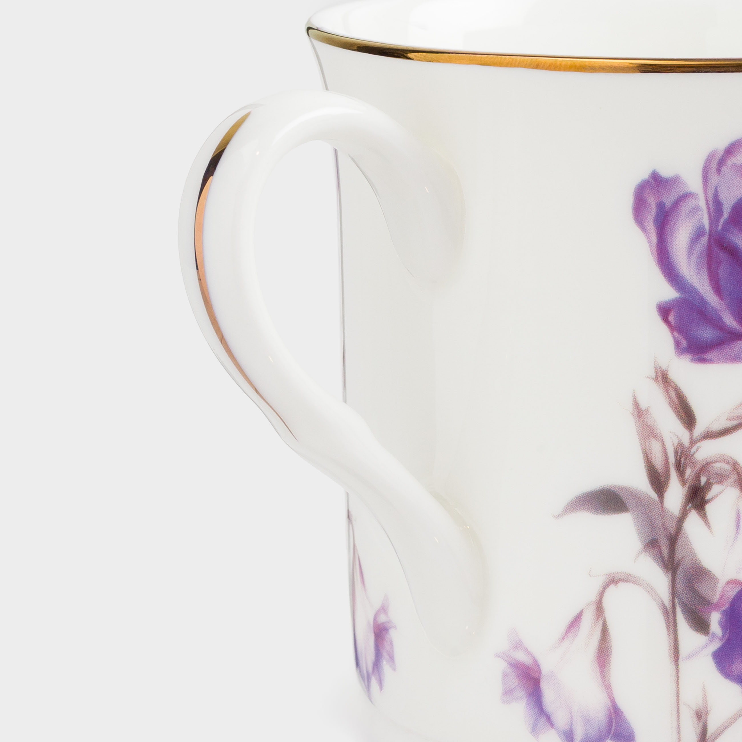 Mug, 330 ml, porcelain F, with golden edging, Purple flowers, Bloome, image-2