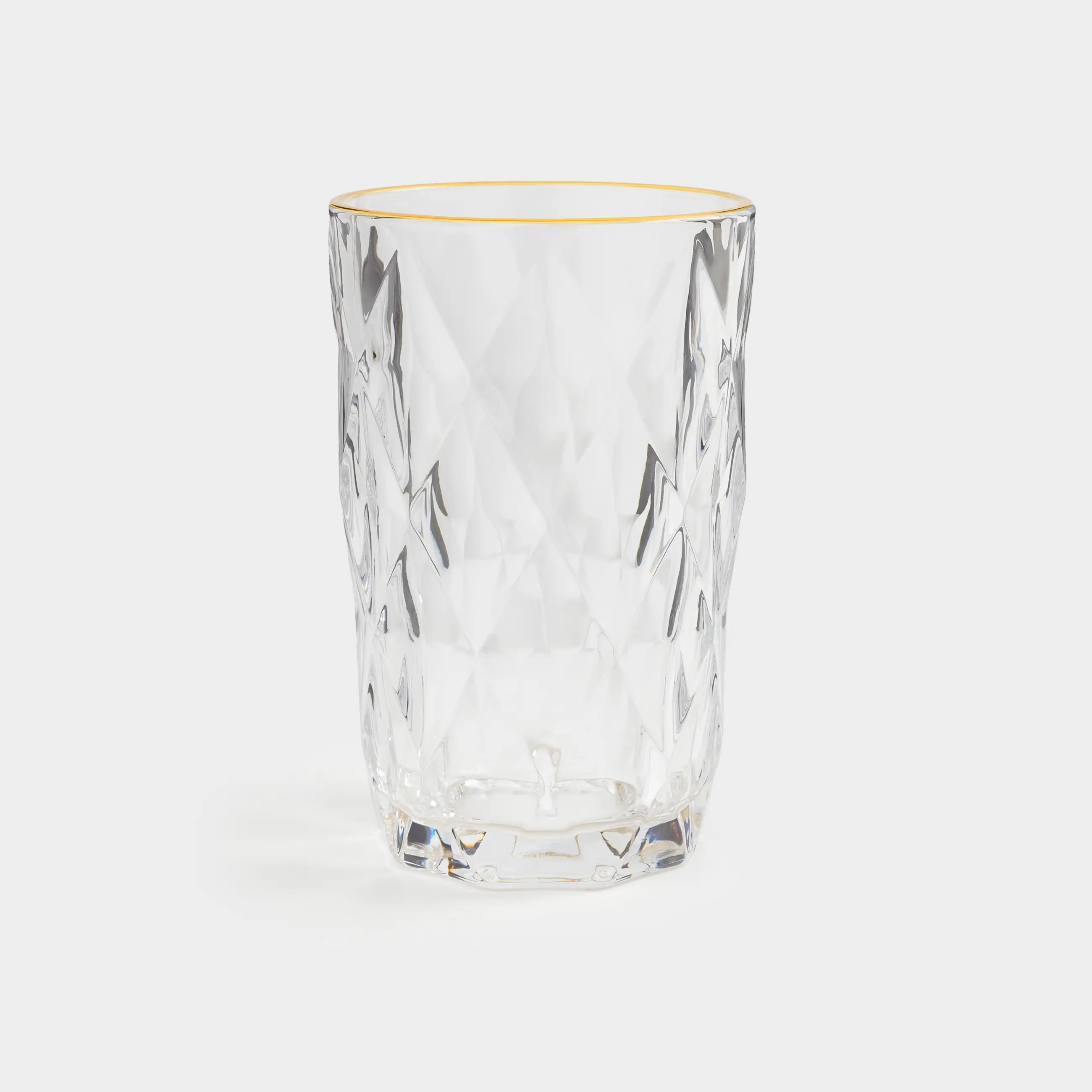 Glass, 12 cm, 340 ml, glass R, with golden edging, Rhomb gold, image-0