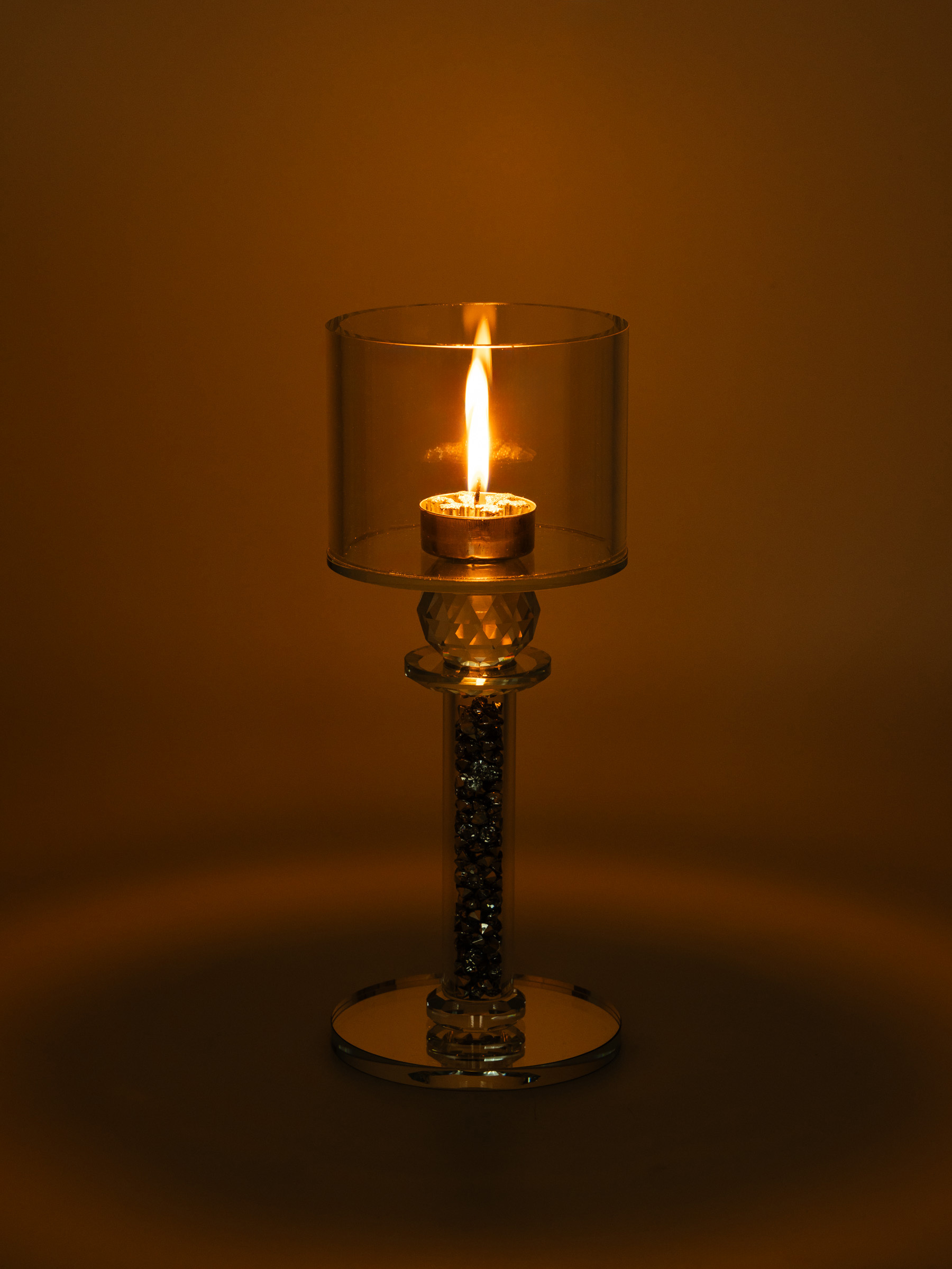 Candlestick, 25 cm, for a cylindrical candle, on a leg, crystal glass / resin, Lux crystal, image-5