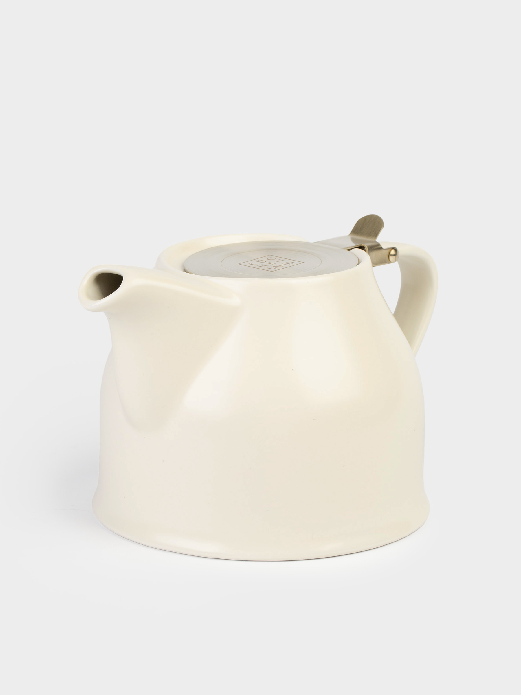 Teapot, 1 l, ceramic / steel, milky-golden, Kettle ceramo, image-1