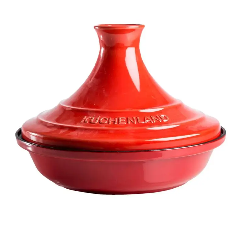 Tagine, 28 cm, with lid, cast iron / ceramic, Red, Bright