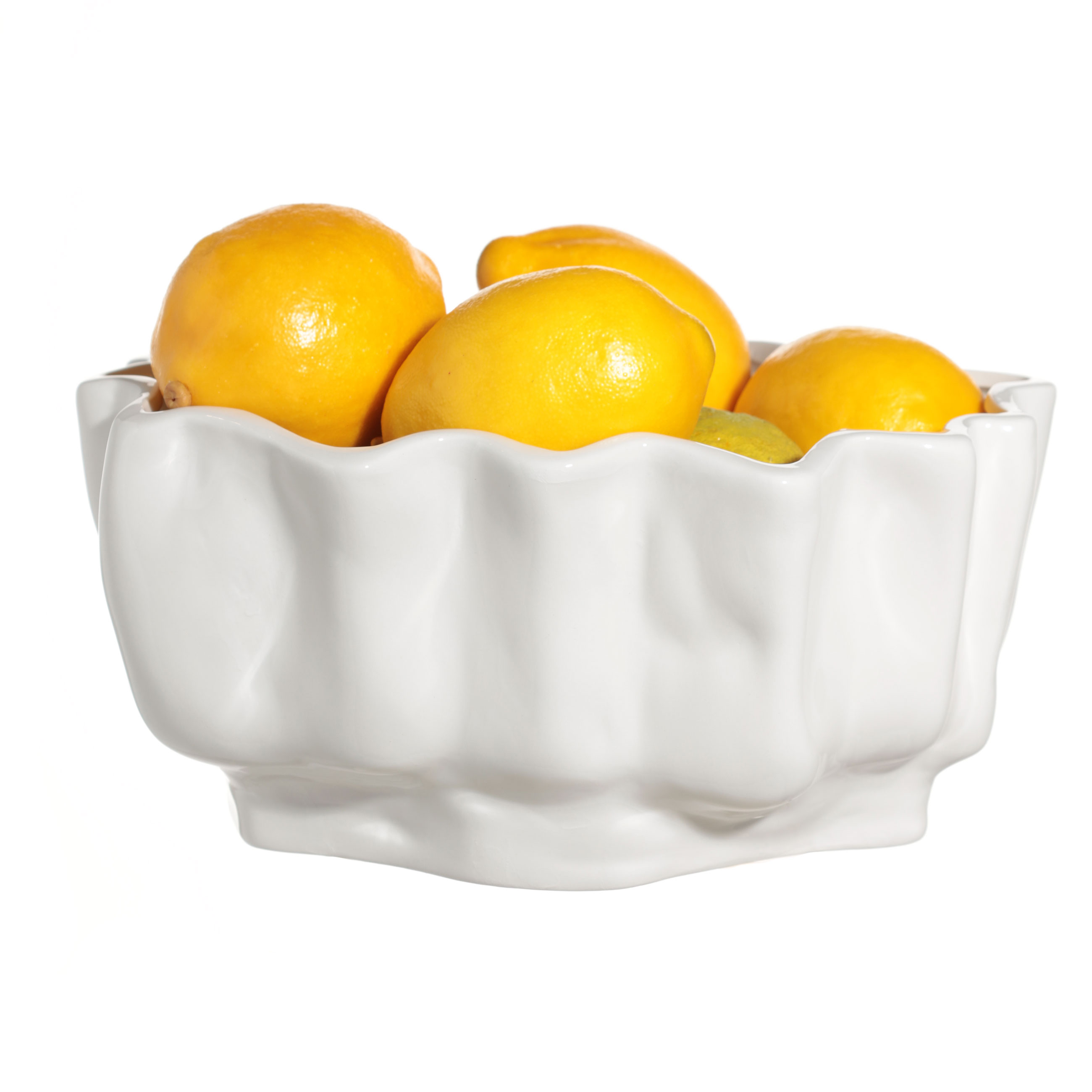 Fruit bowl, 26x20 cm, ceramic, milky, Bends, Crumple