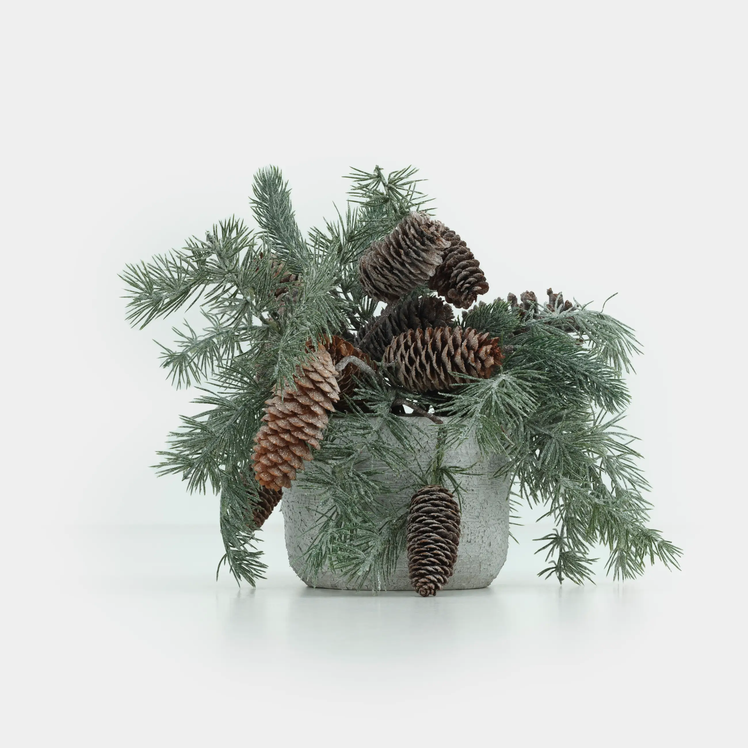 Decorative composition, 30x30 cm, in a pot, plastic / cones, Fir needles, Conifer decor