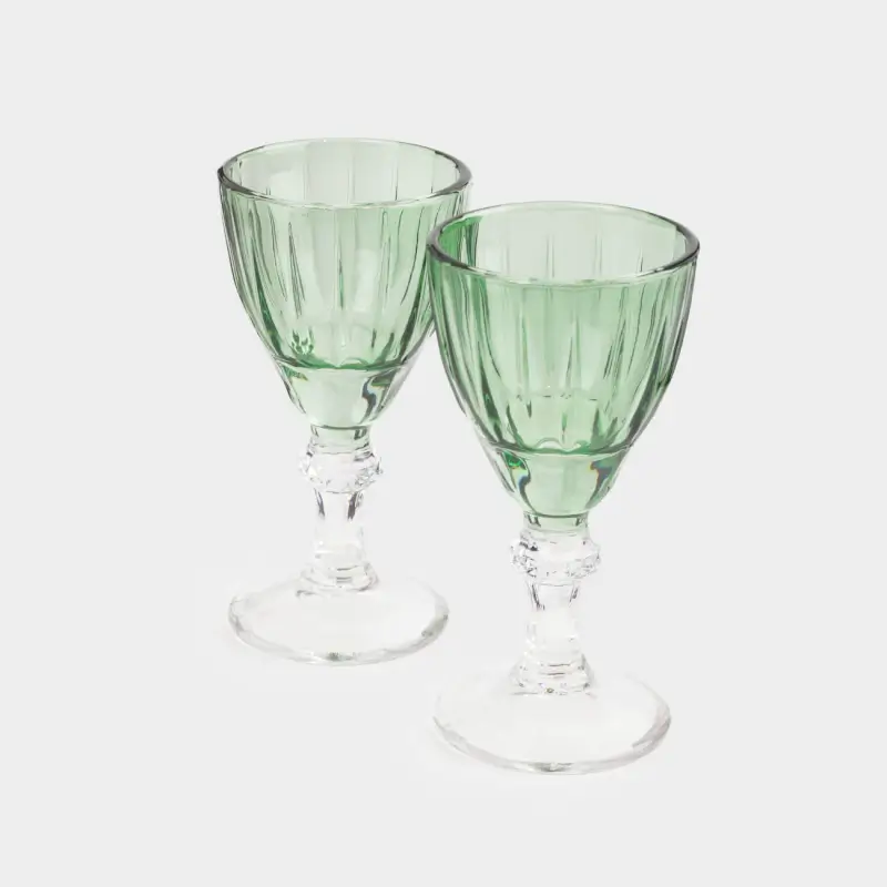 Glass, 50 ml, 2 pcs, glass R, green, Bisanzio