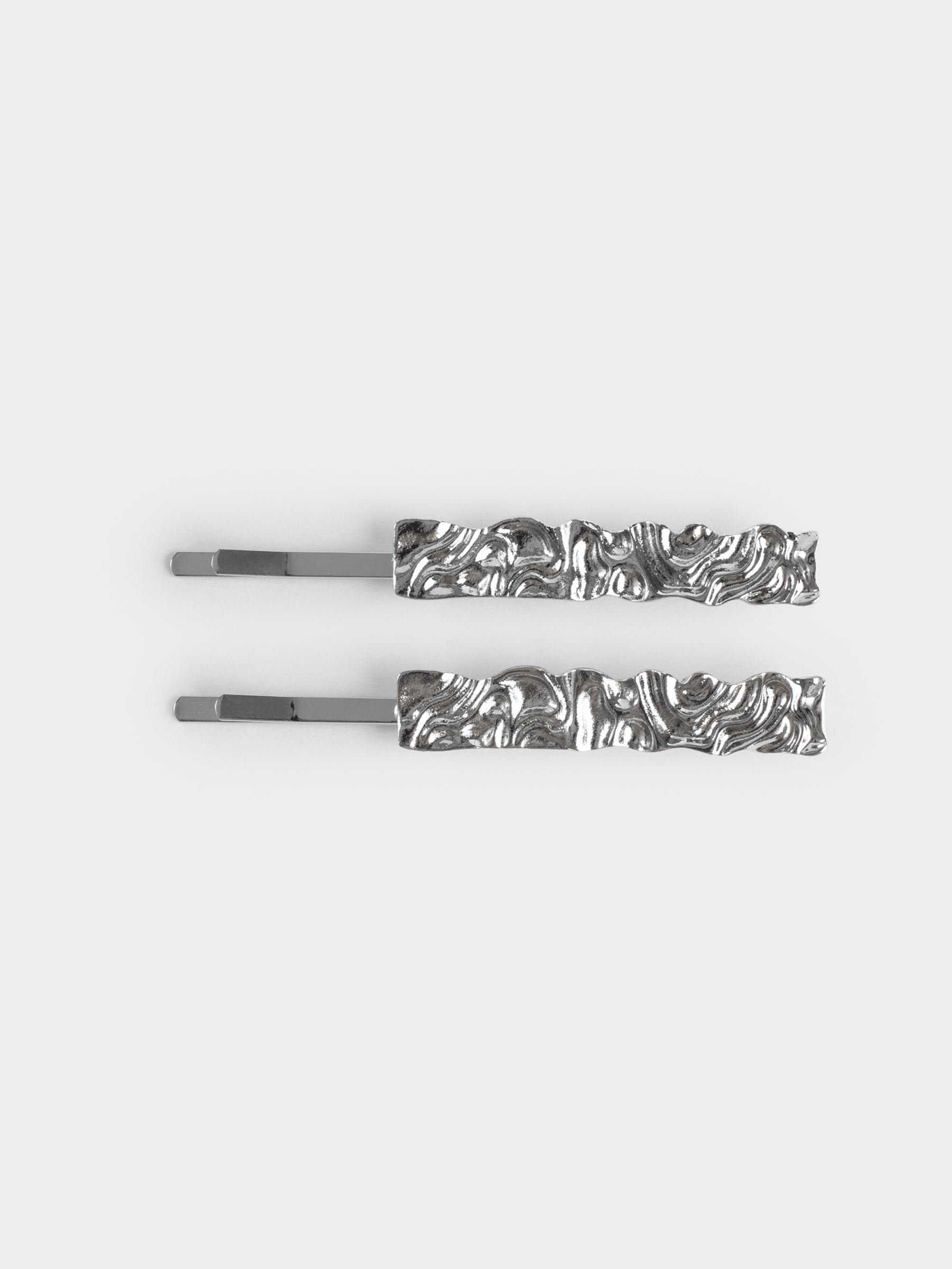 Hair clip, 6 cm, 2 pcs, metal, silver, Gediegen, image-0