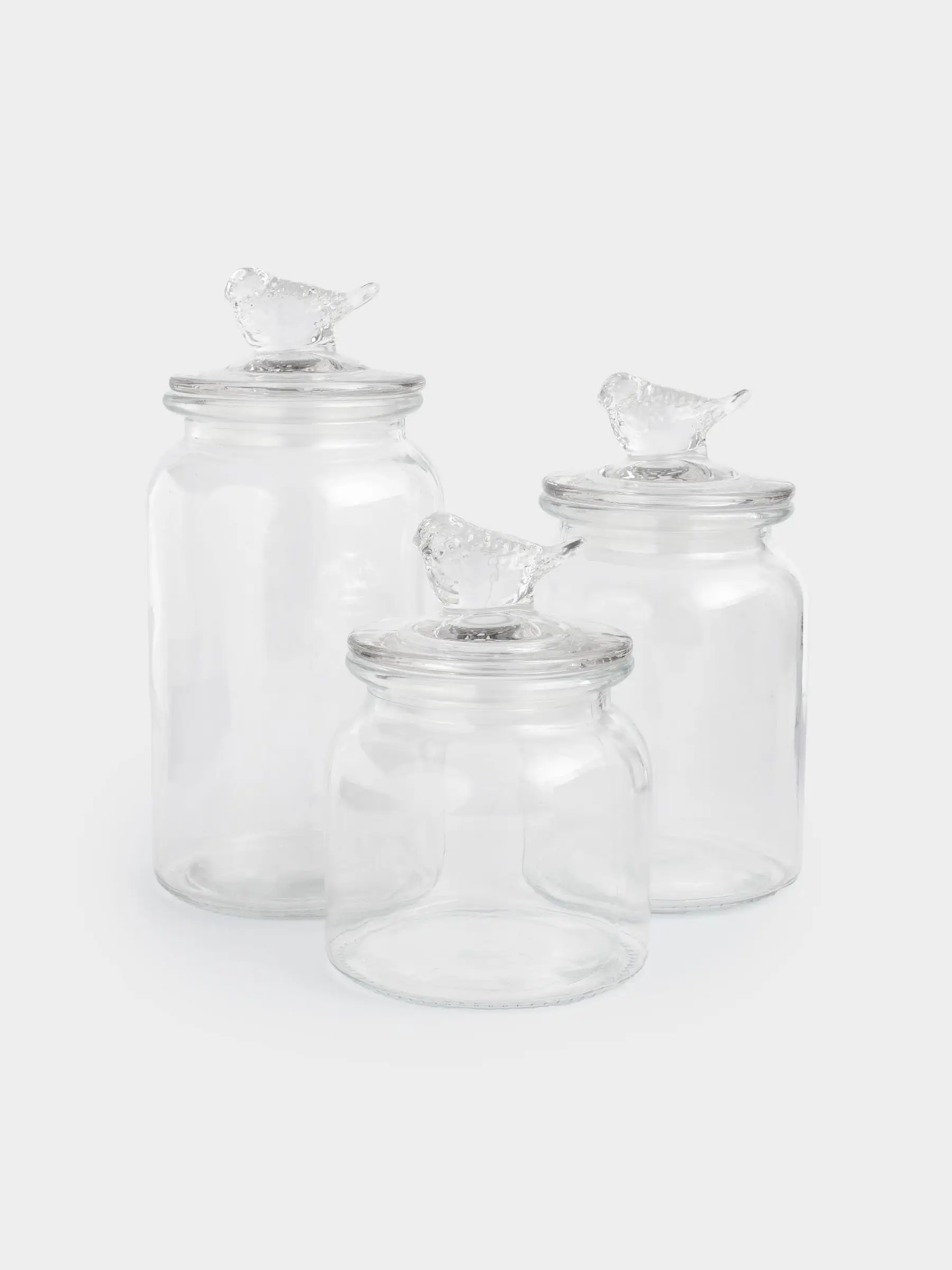 Food jars set, 3 pcs, Glass, Bird, Birds