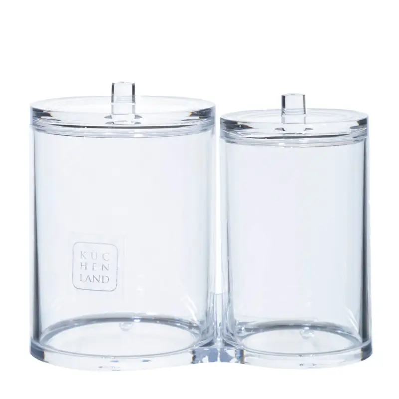 Container for cotton pads/sticks, 15x12 cm, 2 units, with lid, plastic, Basic