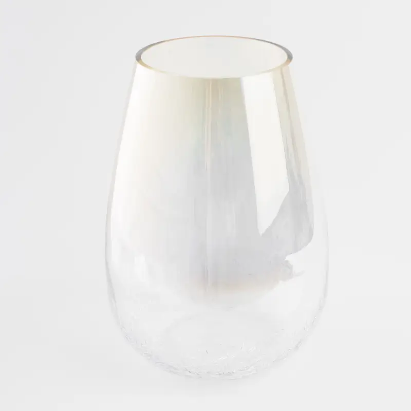 Flower vase, 26 cm, glass, beige gradient, Craquelure, Ice ,image-0