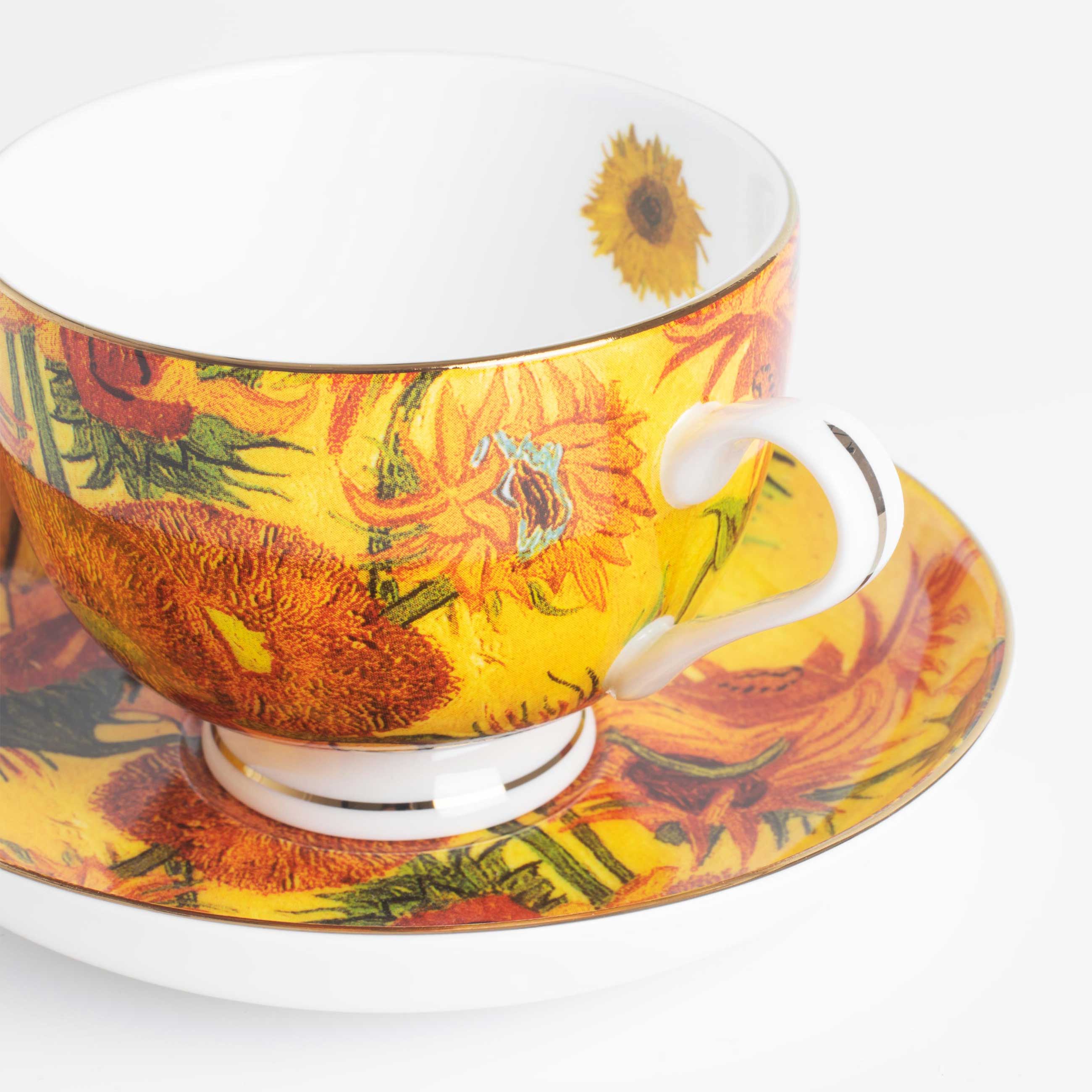 Tea pair, 1 person, 2 items, 210 ml, porcelain F, Sunflowers, Van Gogh, Art sunflowers