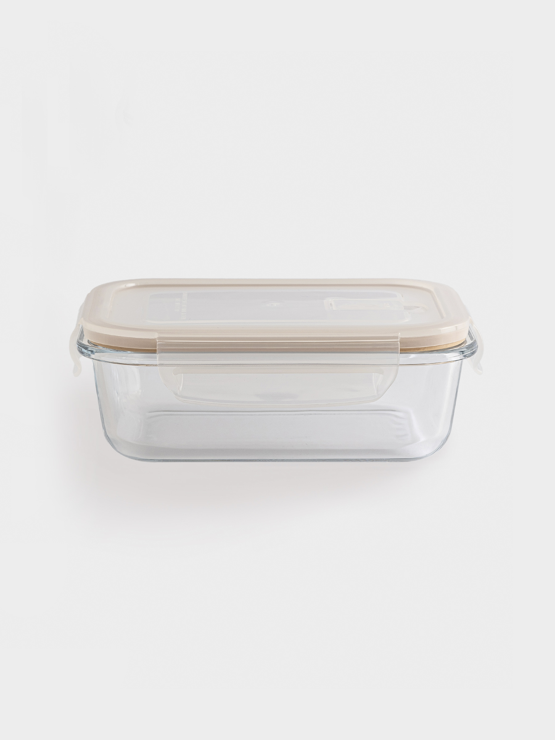 Container, 640 ml, with clips, with valve, glass T / plastic, rectangular, Soft kitchen, image-1