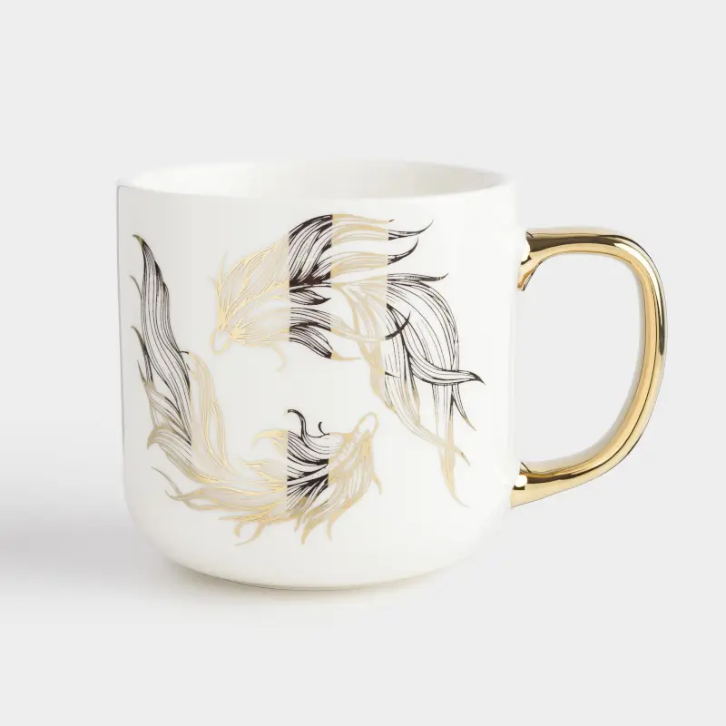 Mug, 400 ml, porcelain N, white-gold, Fish, Goldfish ,image-0