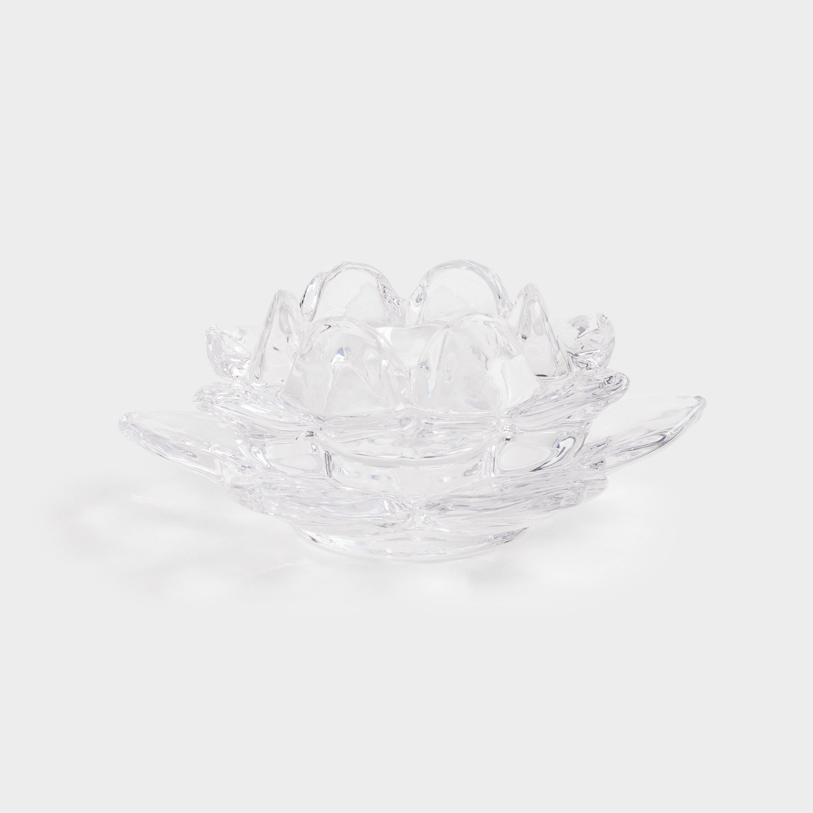 Candlestick, 12 cm, for tea / thin candle, glass, Lotus, Lotus