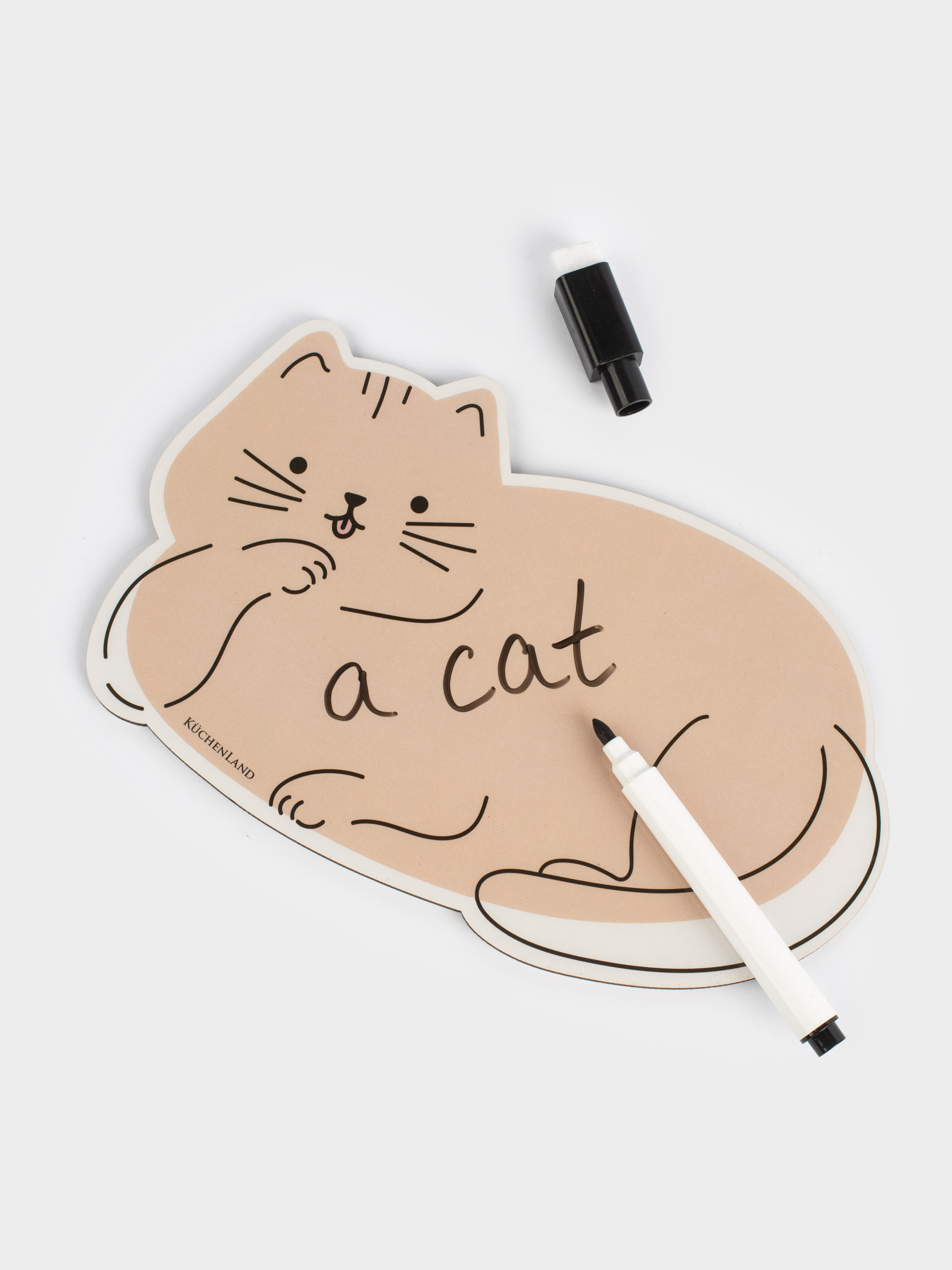 Magnetic writing board, 18x12 cm, with marker, plastic, beige, Unicorn Cat, Cat-unicorn, image-2