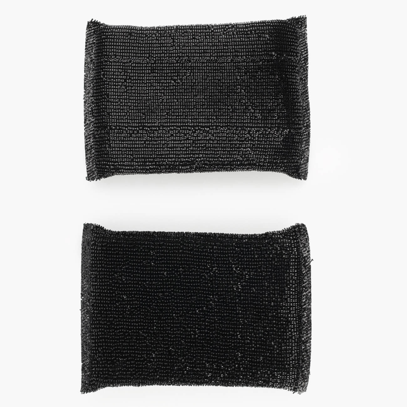 Dishwashing sponge, 13x9 cm, 2 pcs, polyester/steel/foam rubber, black, Black clean