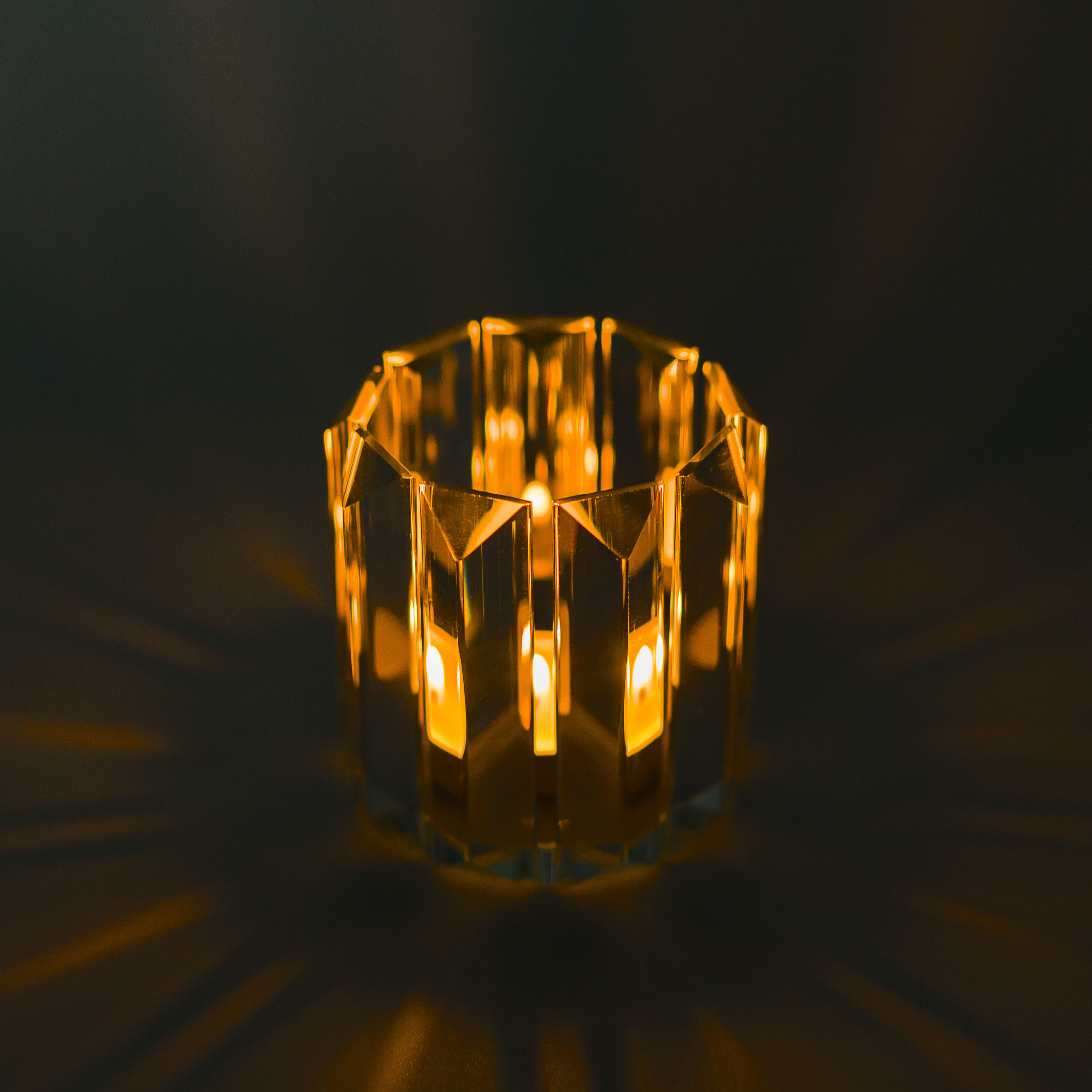 Candlestick, 8 cm, for tea candle, glass, Facets, Lux crystal