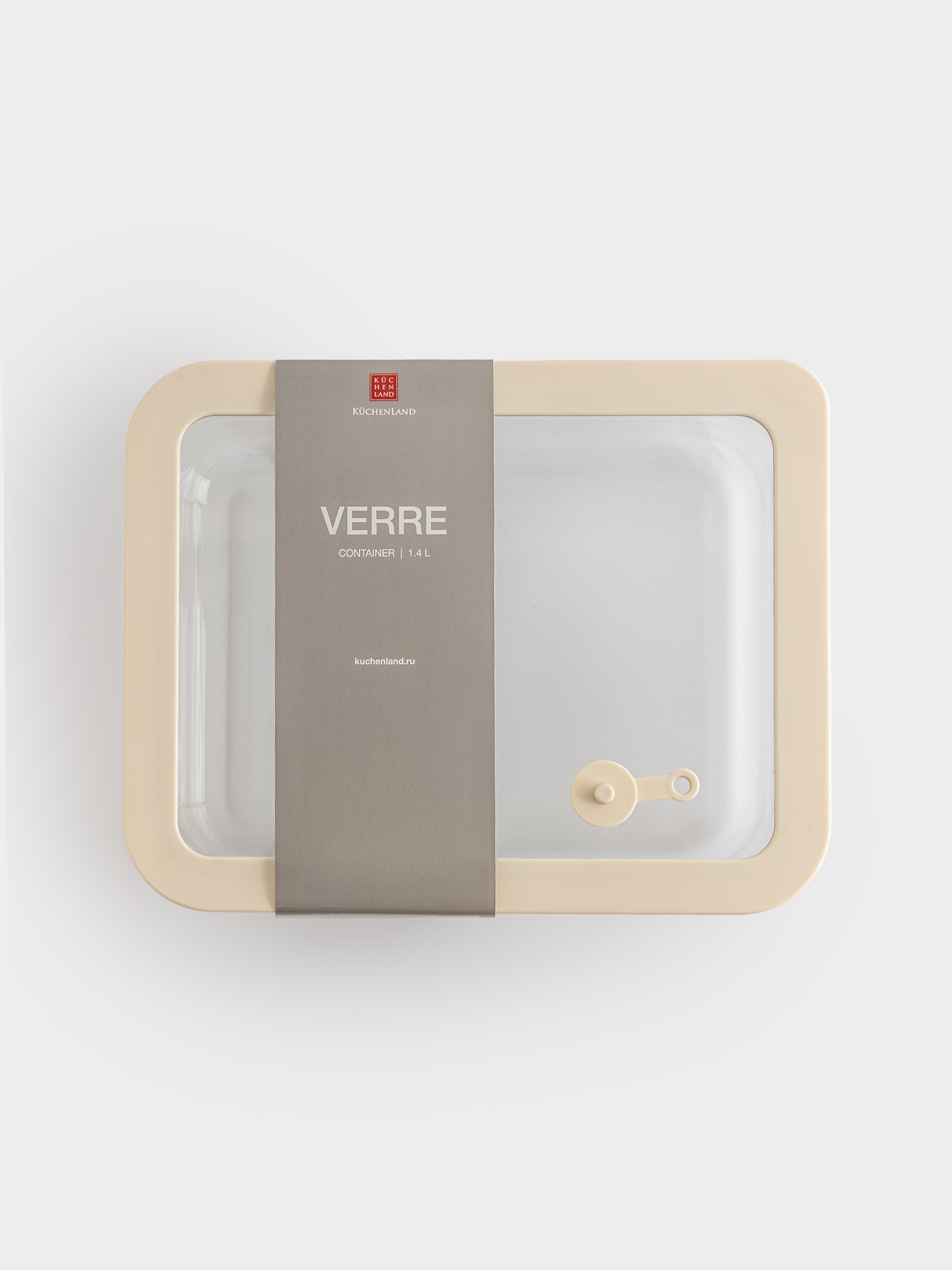 Container, 1,4 l, with valve, glass T / silicone, rectangular, beige, Verre, image-5