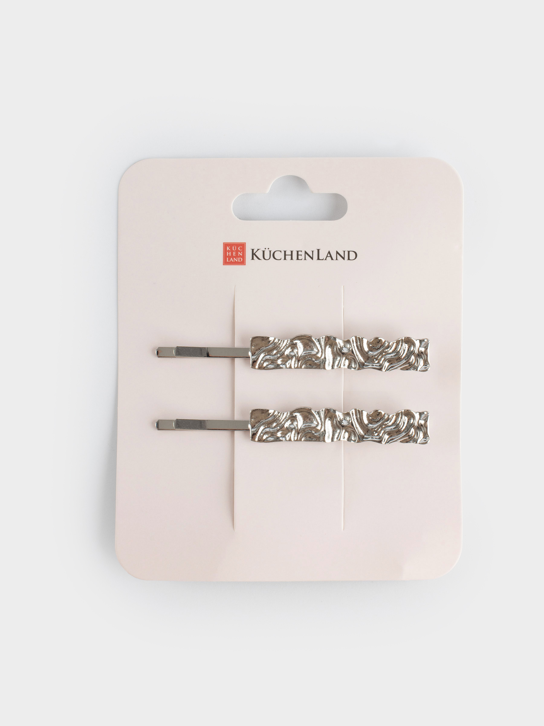Hair clip, 6 cm, 2 pcs, metal, silver, Gediegen, image-4