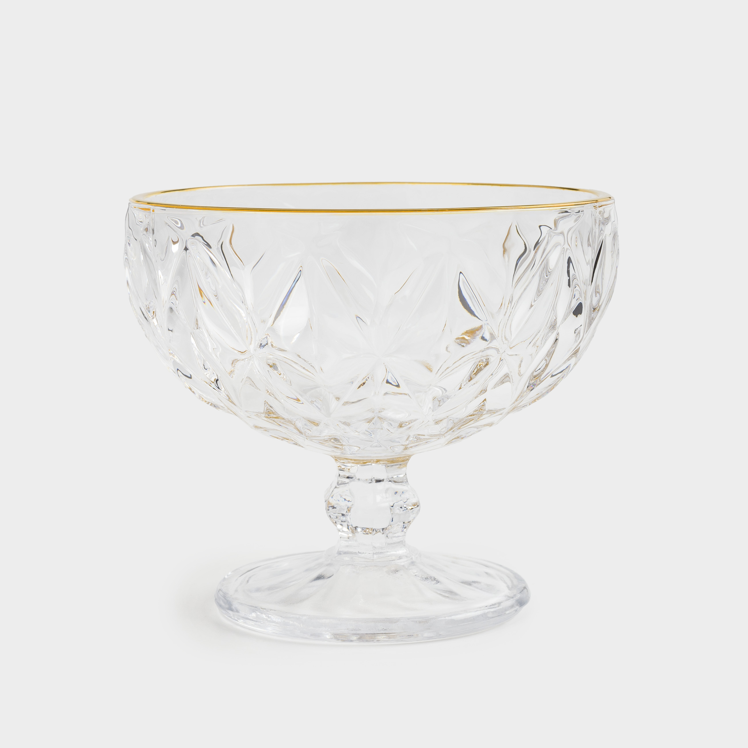 Cream bowl, 12 cm, 320 ml, P glass, with golden edging, Rhomb gold