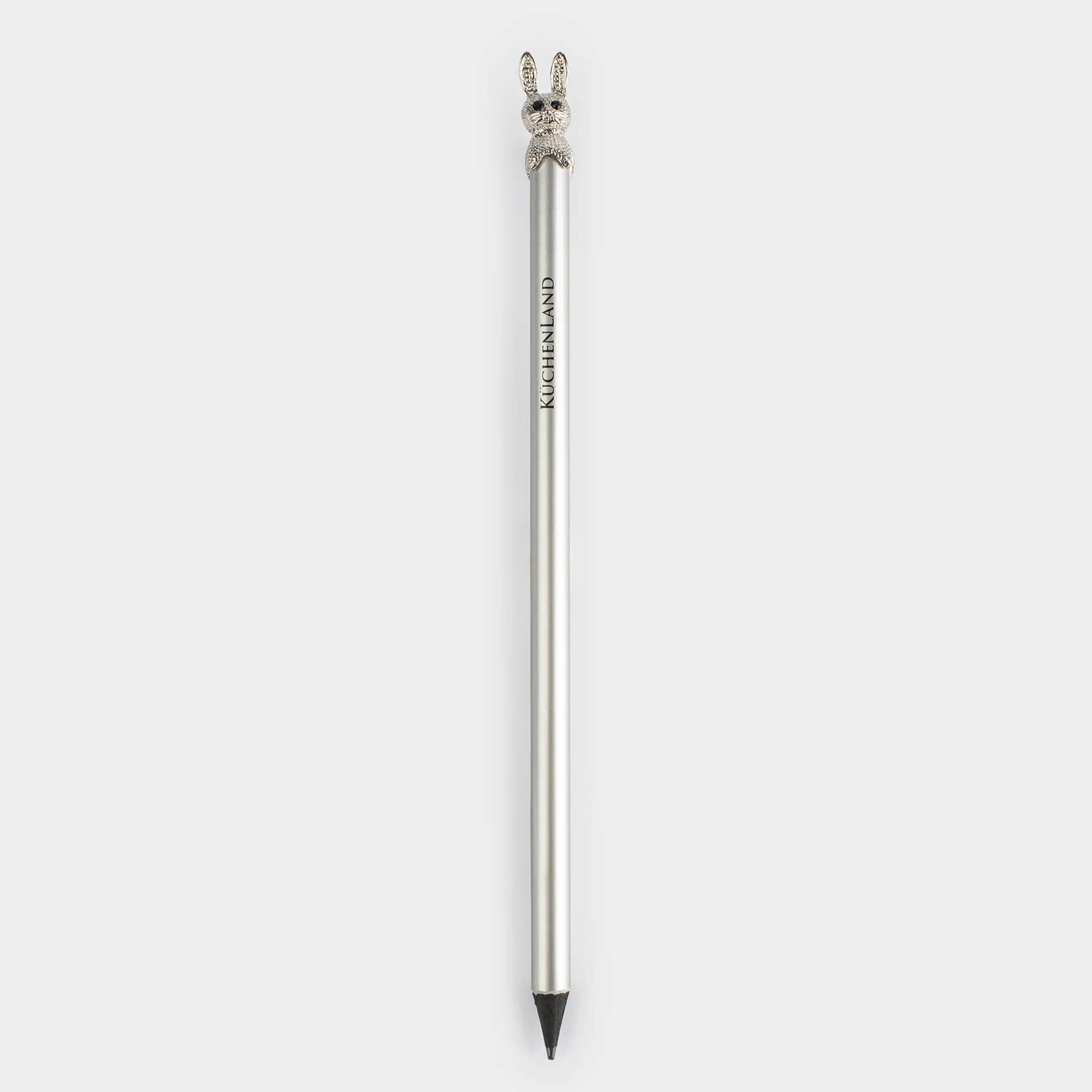Pencil, 18 cm, black-graphite, with figure, silver, Hare, Draw