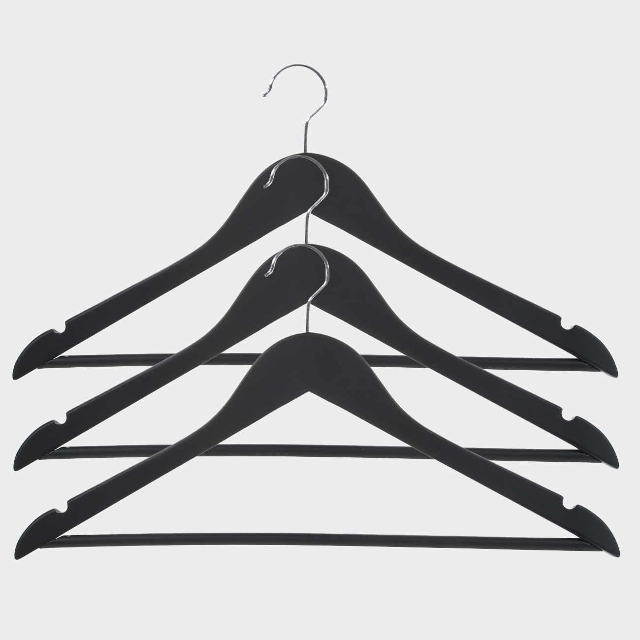 Hanger, 44 cm, 3 pieces, wood, black, Wooden house