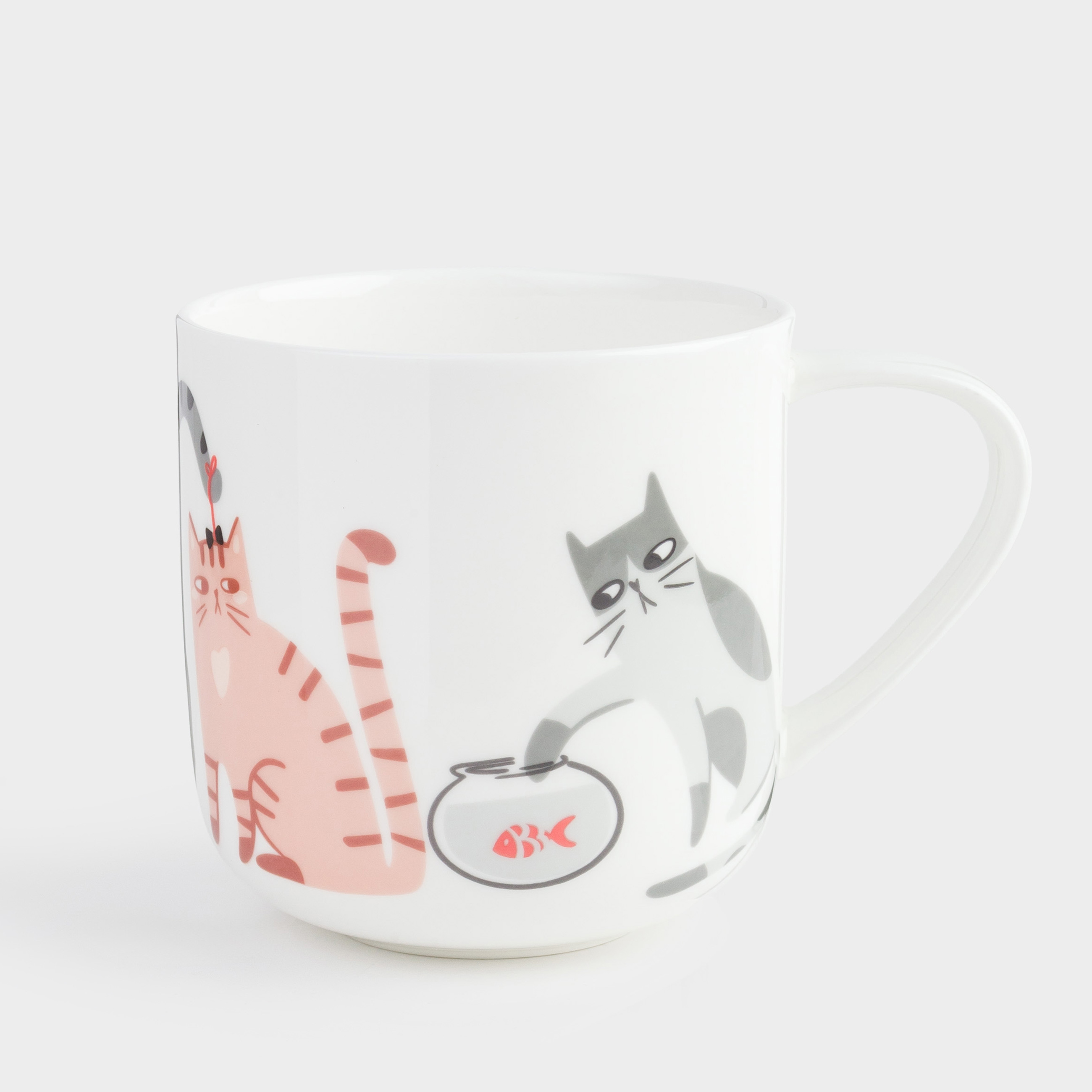 Mug, 500 ml, porcelain F, white, Cats, Cat, image-0
